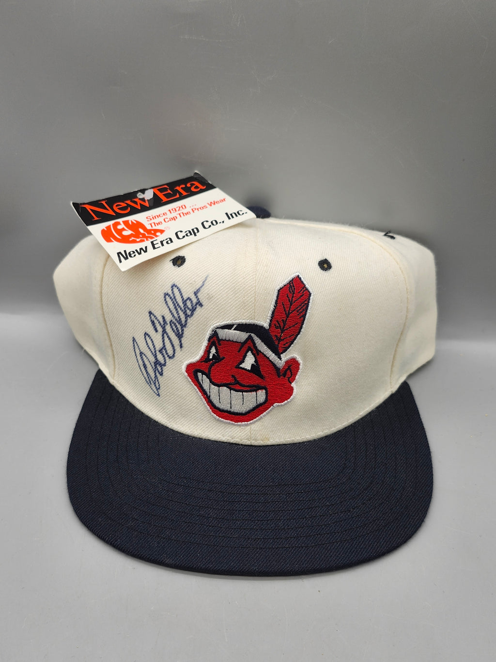Vintage New Era Cleveland Indians Bob Feller Signed Snapback Hat NWT