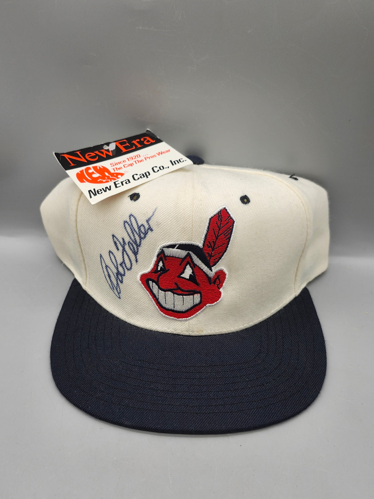 Vintage New Era Cleveland Indians Bob Feller Signed Snapback Hat NWT