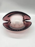 Vintage Amethyst Art Glass Clam Shell Bowl Purple Hand Blown Centerpiece