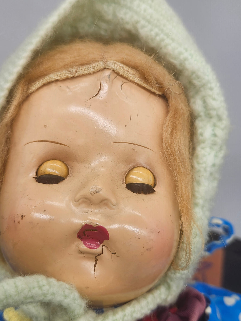 Vintage 1930s–40s Composition Sleep Eye Doll w/ Original Style Clothing