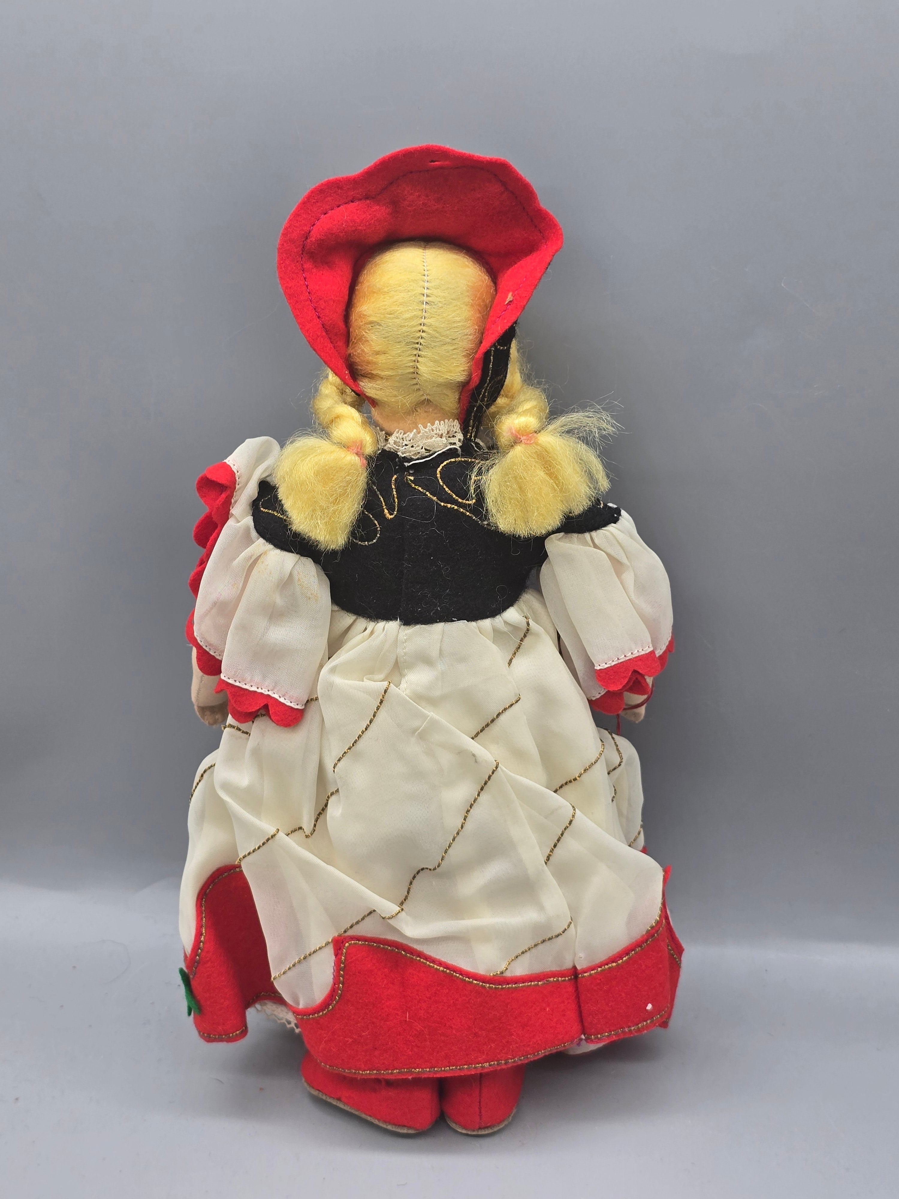 Vintage 10" Magis Roma Italian Souvenir Doll Folk Costume w/ Original Tag Blonde Cloth Doll