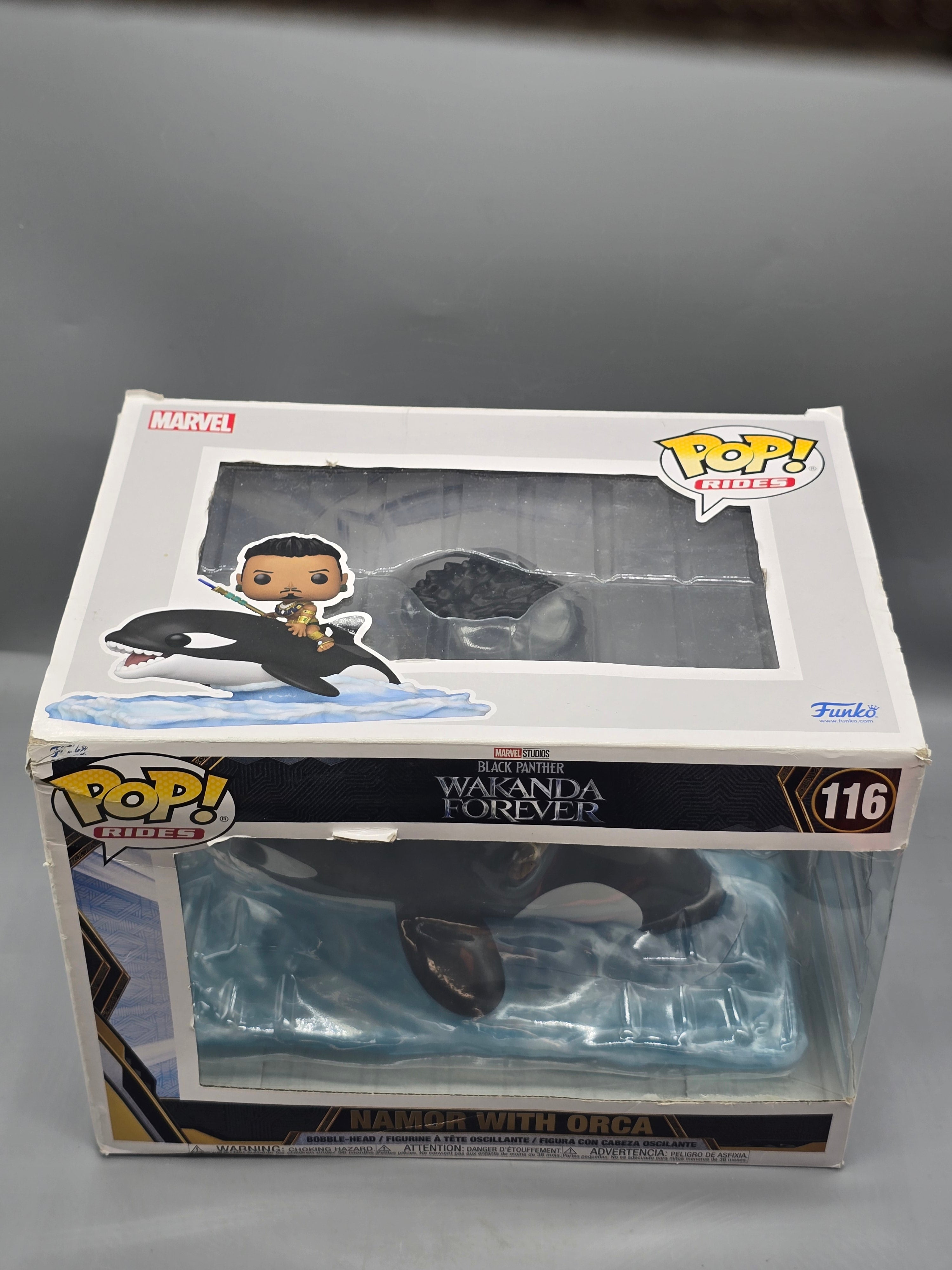 Funko Pop! Rides Marvel Black Panther Wakanda Forever Namor with Orca #116 Vinyl Figure