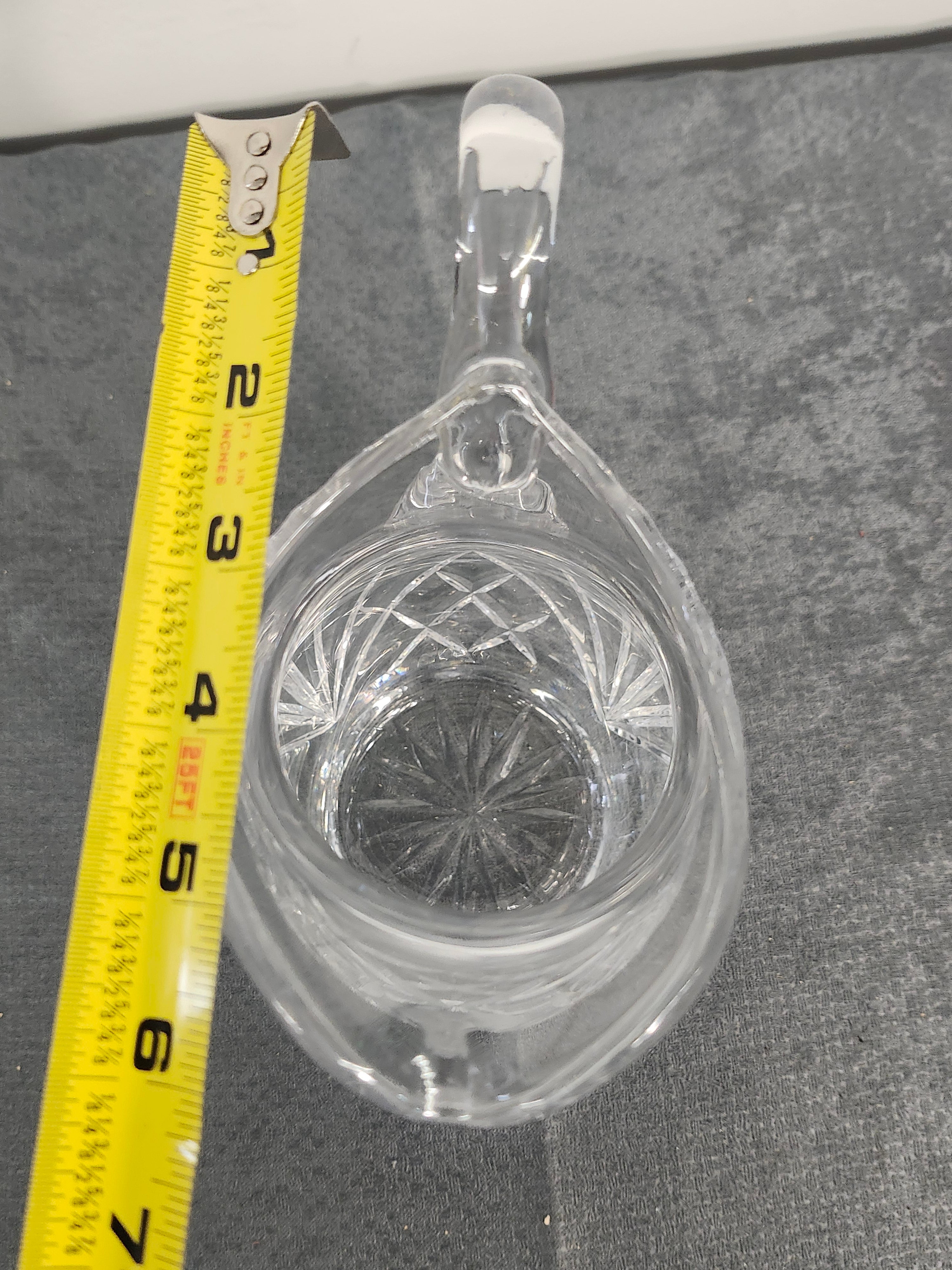 Vintage Cut Crystal Pitcher Etched Rose Floral Water Juice Vase 10"