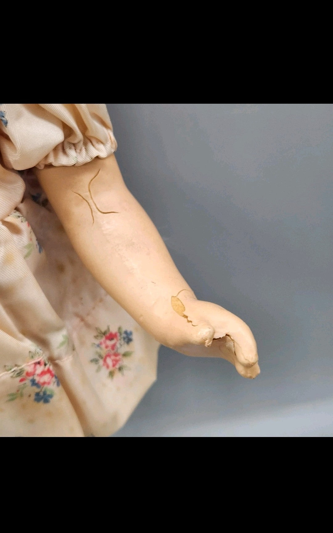 Vintage Composition Girl Doll 17 In Brown Hair Green Eyes Floral Dress Shoes
