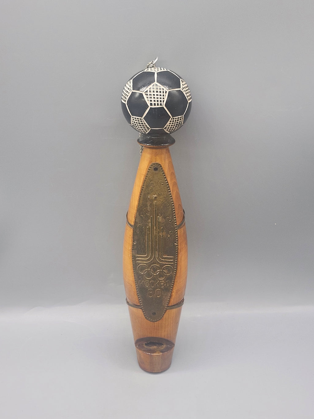 Vintage Moscow 1980 Olympics Wooden Whistle USSR Soccer Ball Olympic Souvenir