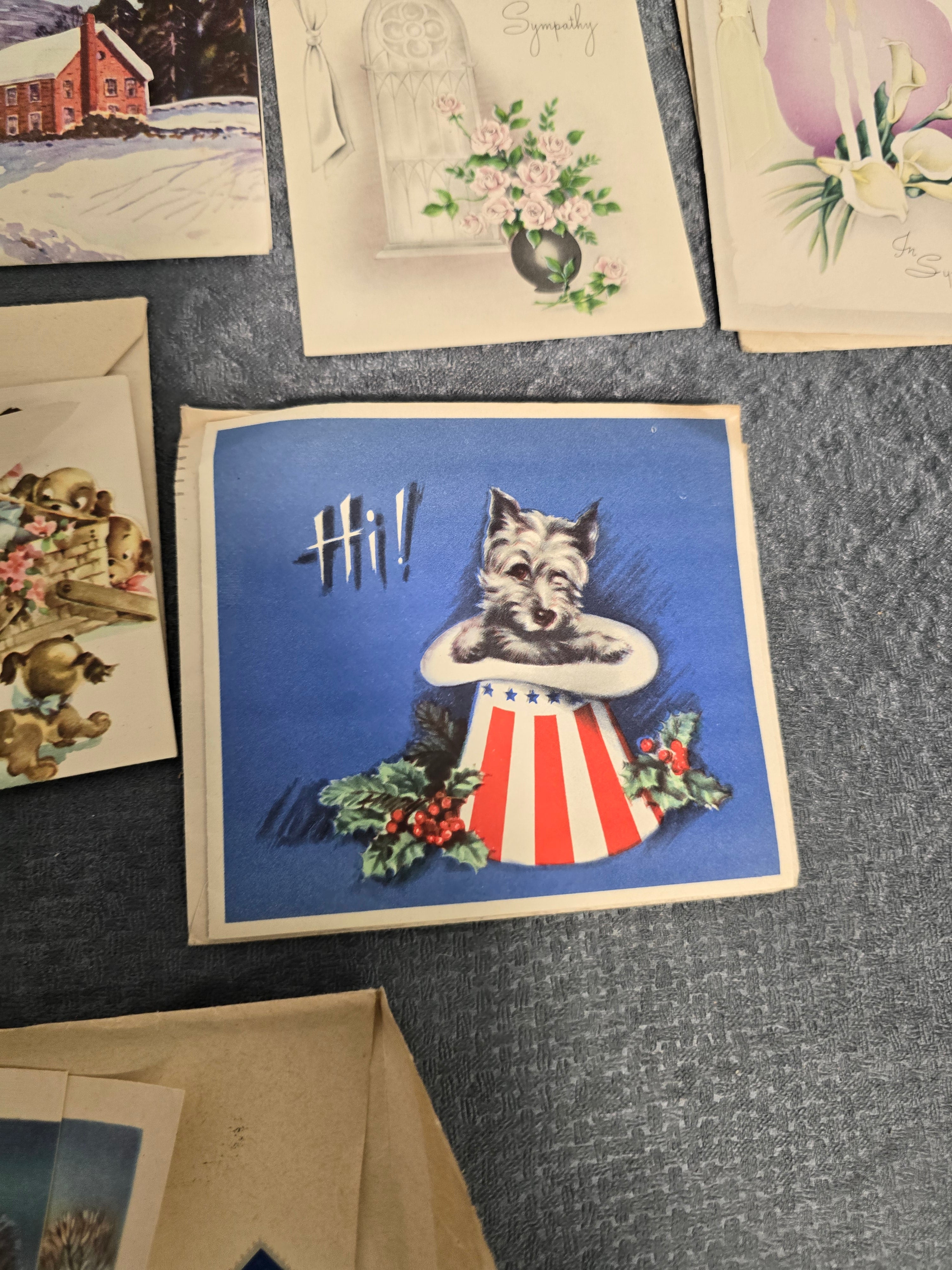 Vintage Handwritten Greeting Card Lot – 1940s–1960s Sympathy, Christmas, Bridal & Holiday Cards with Envelopes