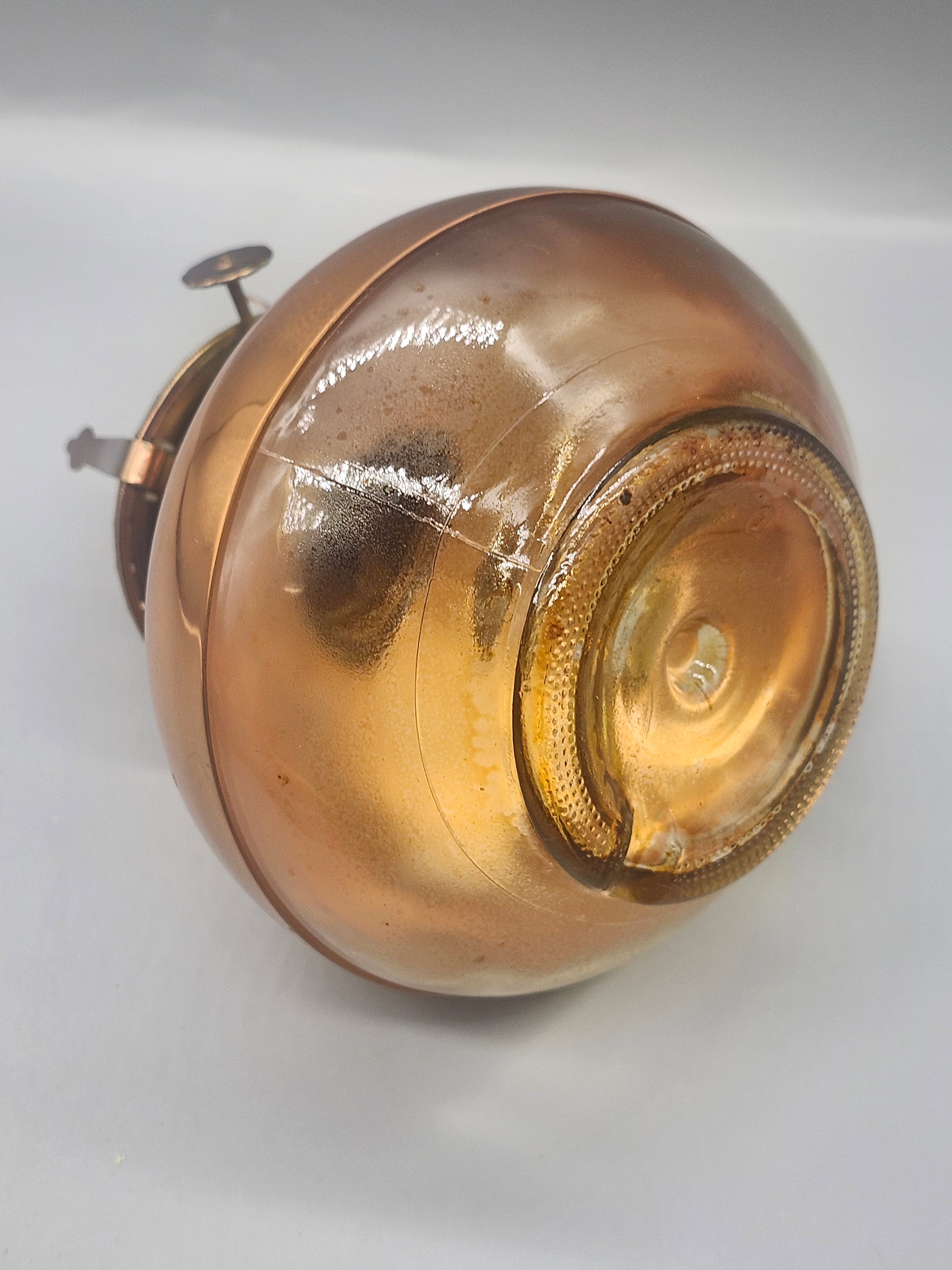 Vintage Amber Glass Oil Lamp Font Brass Burner Replacement Reservoir Base