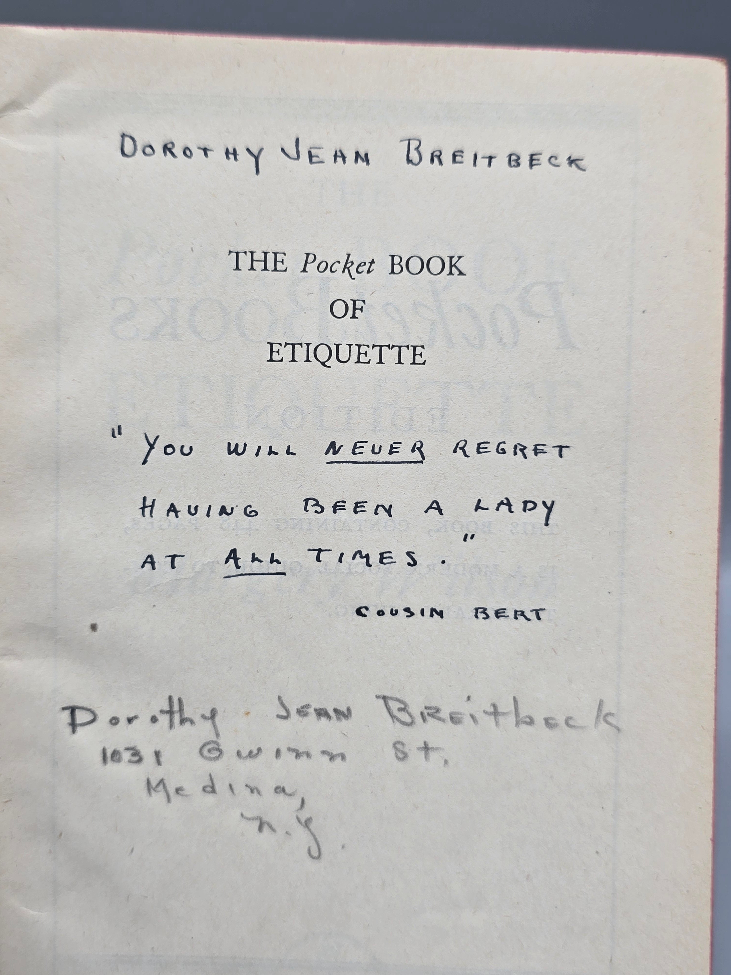 1949 1st Printing Margery Wilson’s Pocket Book of Etiquette Vintage Guide