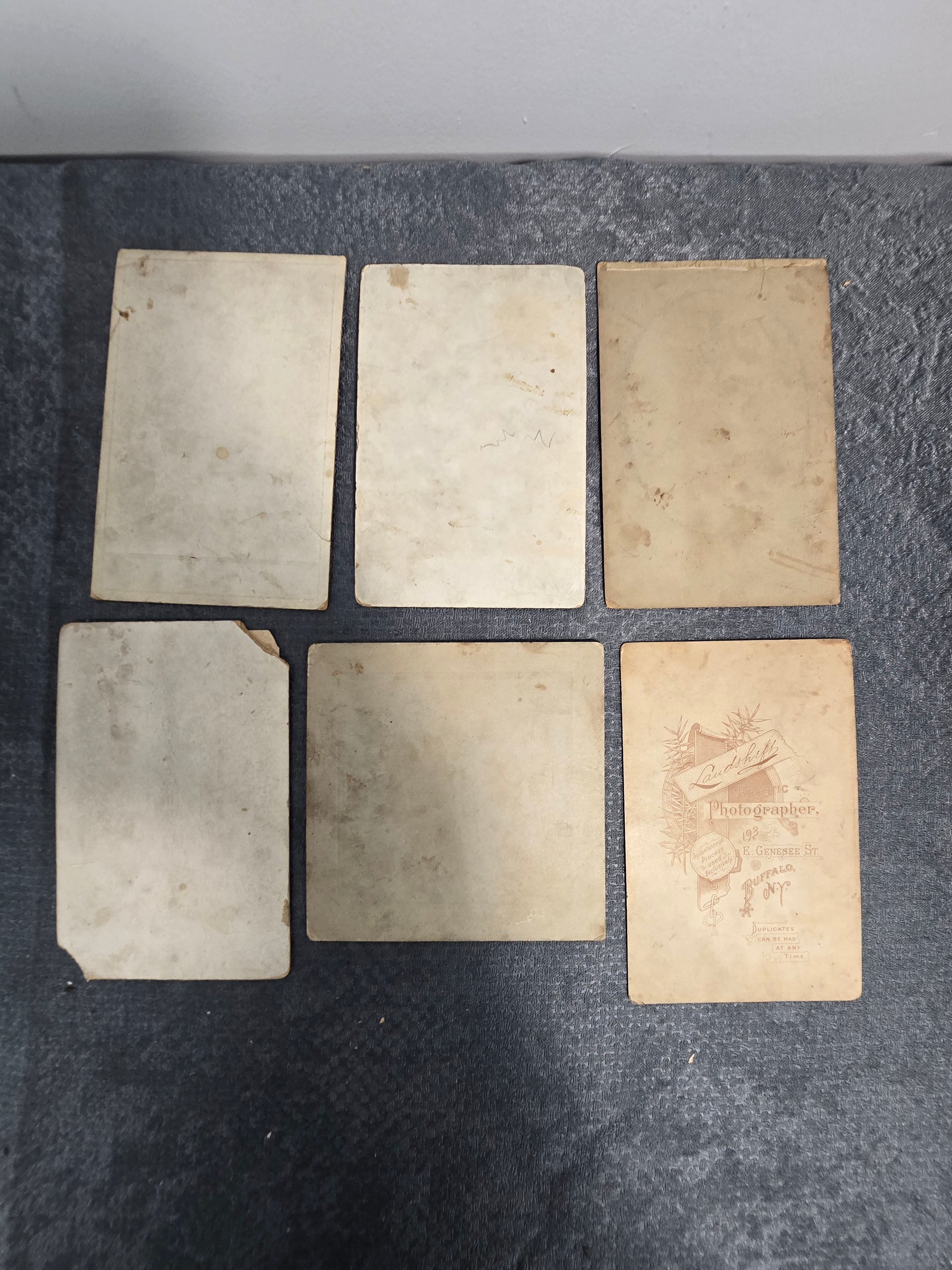 Lot of 6 Antique Victorian Cabinet Cards & Early Portrait Photographs c.1880s-1900s Buffalo NY