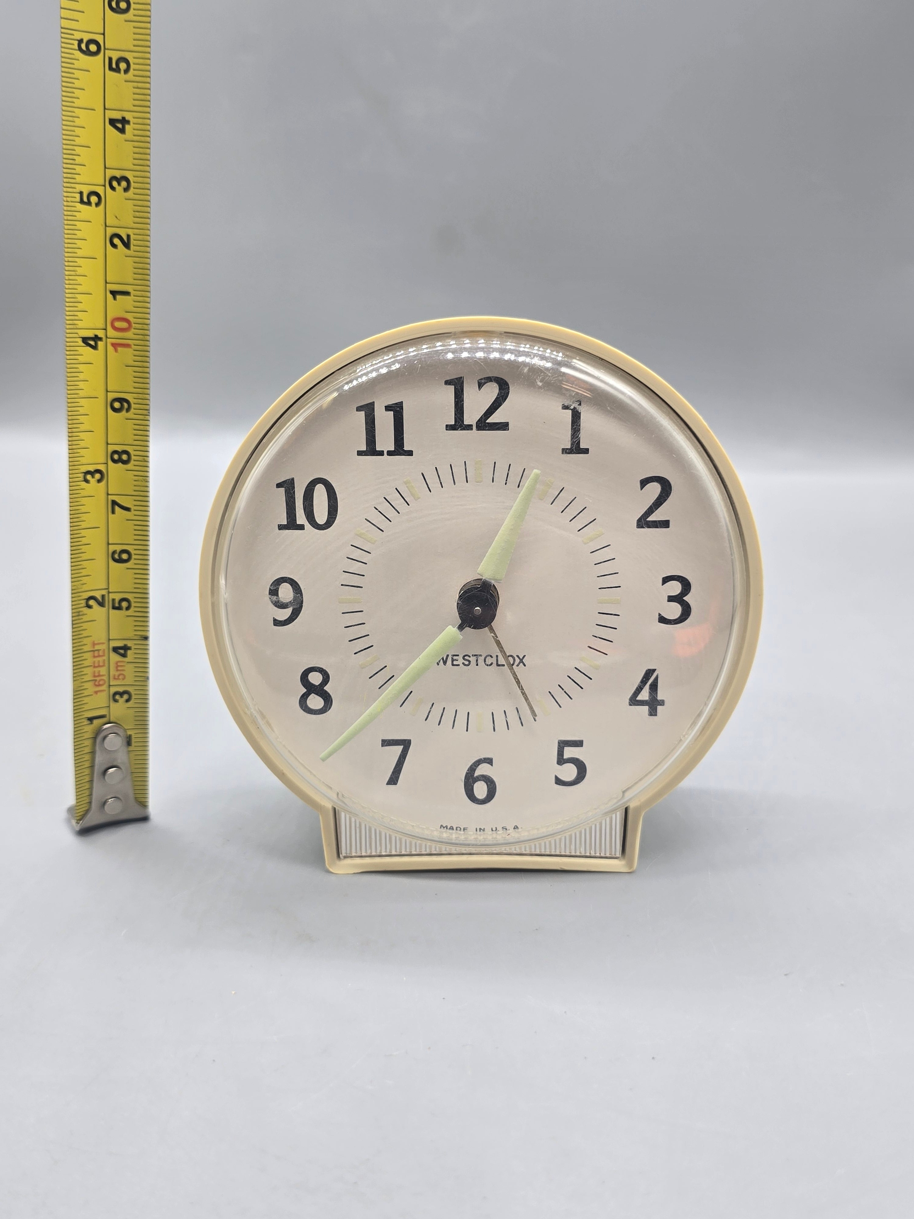 Vintage Westclox Cream Alarm Clock Made in USA Glow Hands Untested