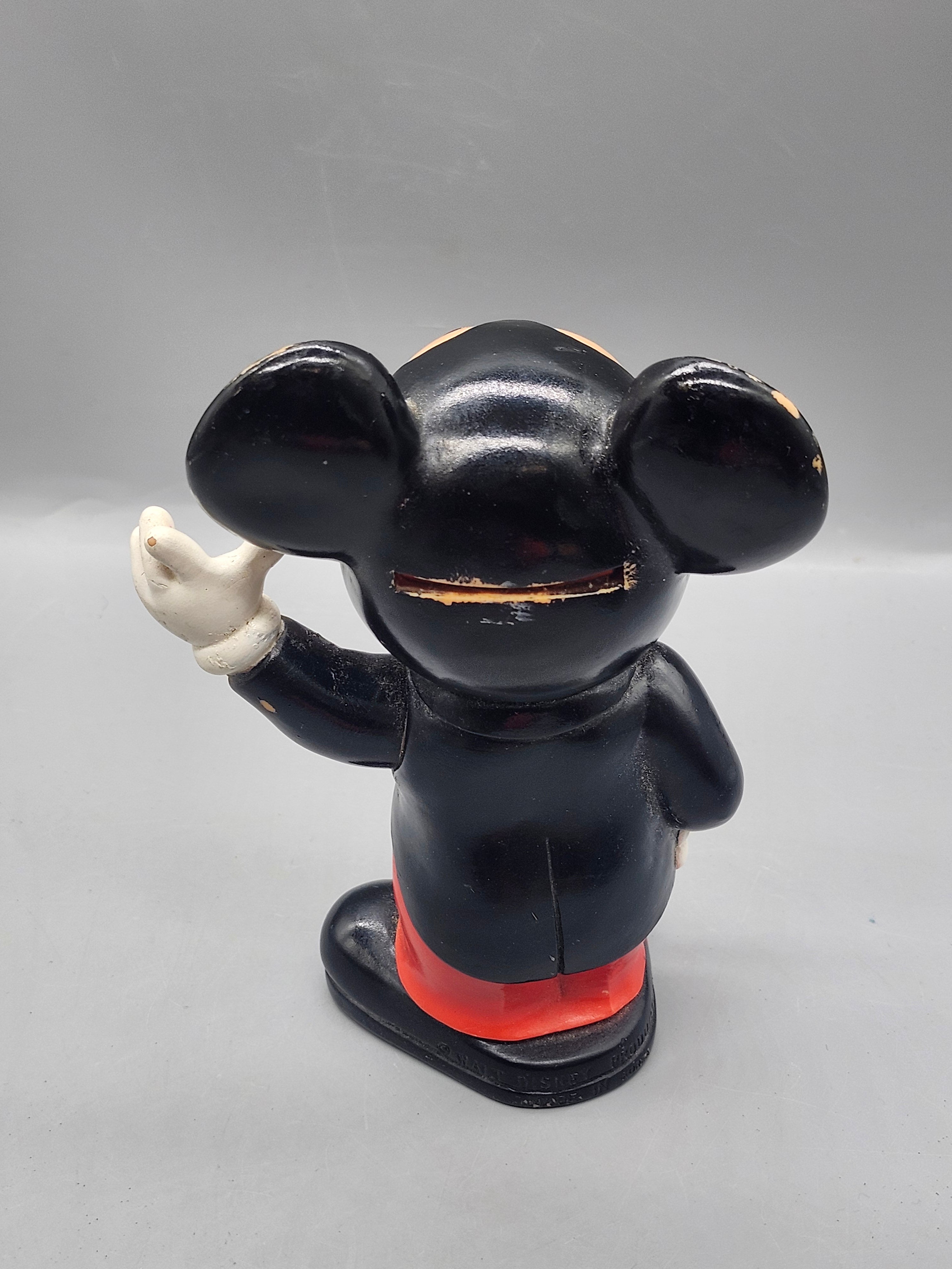 Vintage Walt Disney Mickey Mouse Plastic Coin Bank Made in Korea