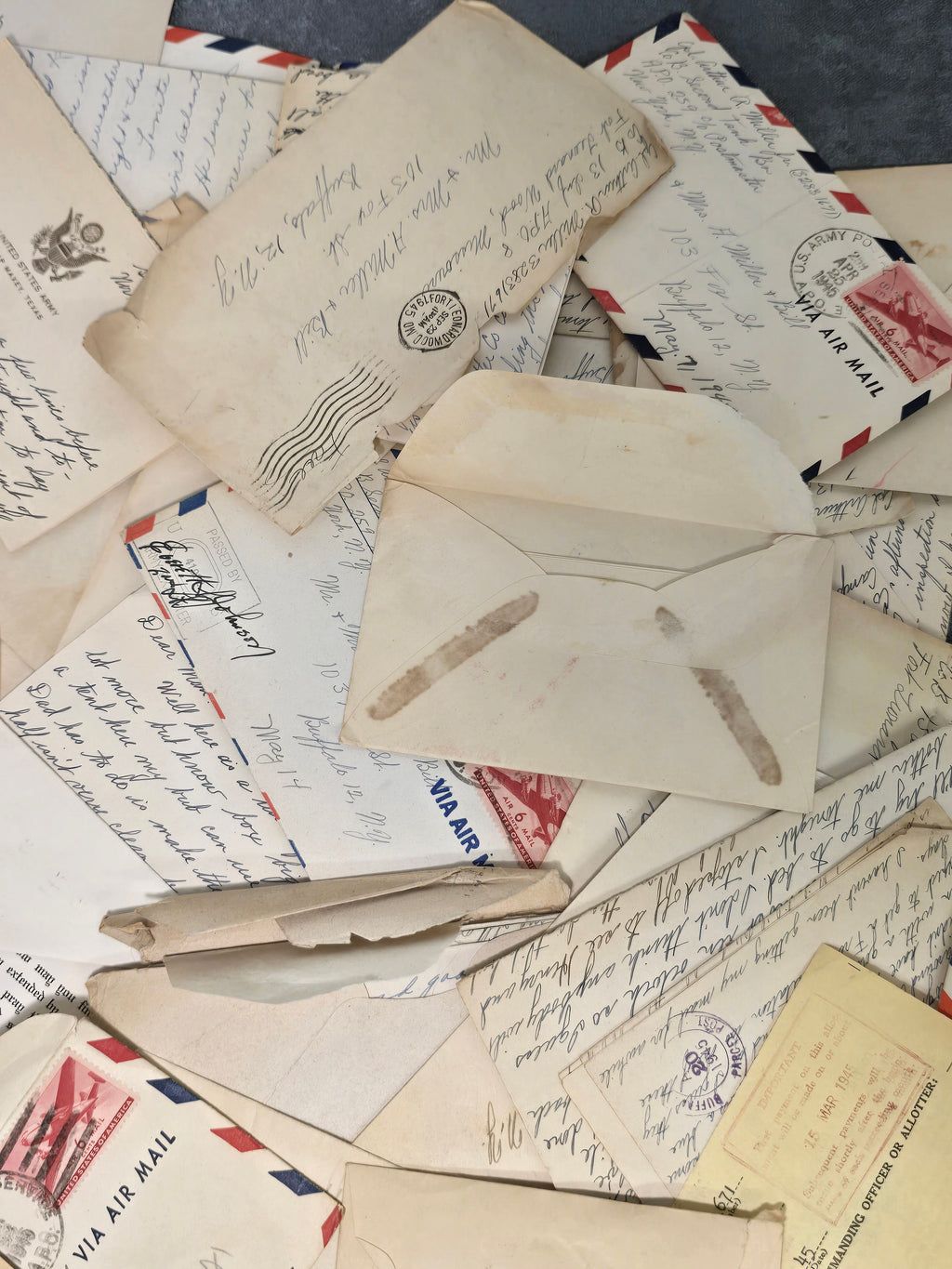 Lot of 120+ Original WWII US Army Letters, V-Mail, Envelopes, Telegrams & Military Ephemera 1944-1945