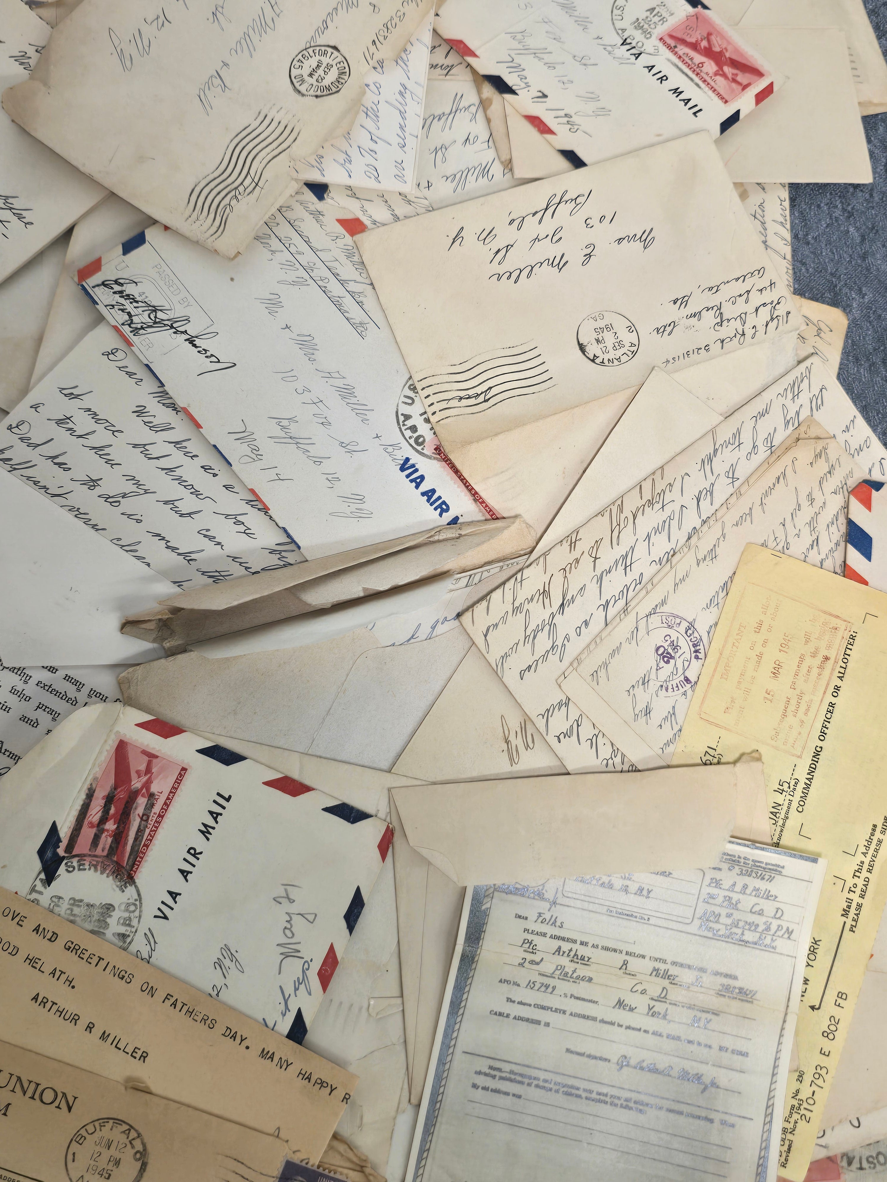 Lot of 120+ Original WWII US Army Letters, V-Mail, Envelopes, Telegrams & Military Ephemera 1944-1945