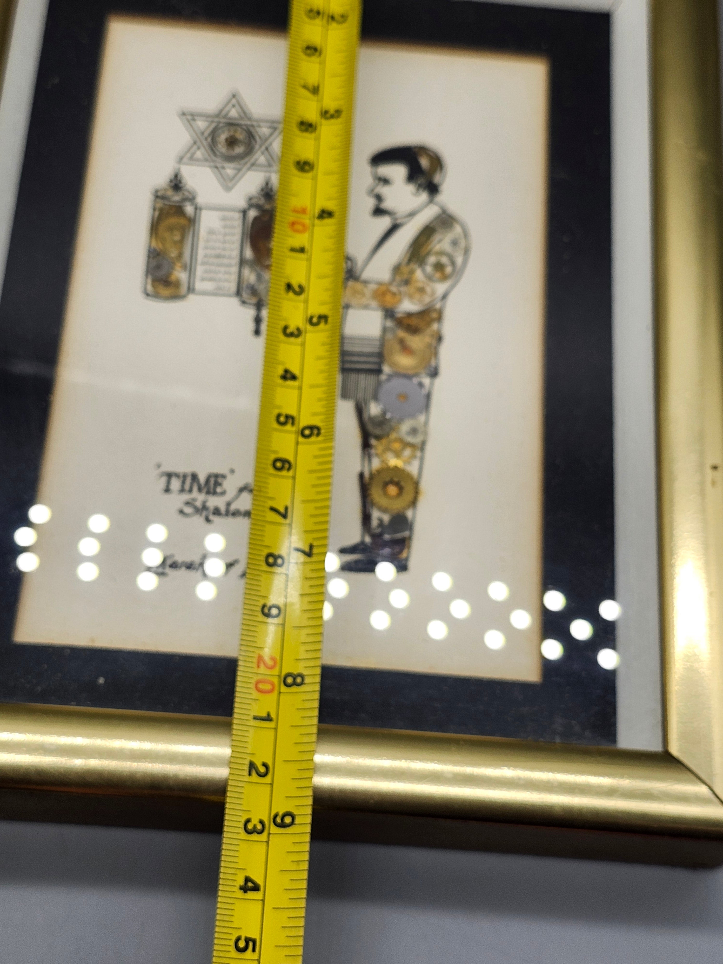 L Kersh of London Time for Shalom Horological Collage Framed 1976
