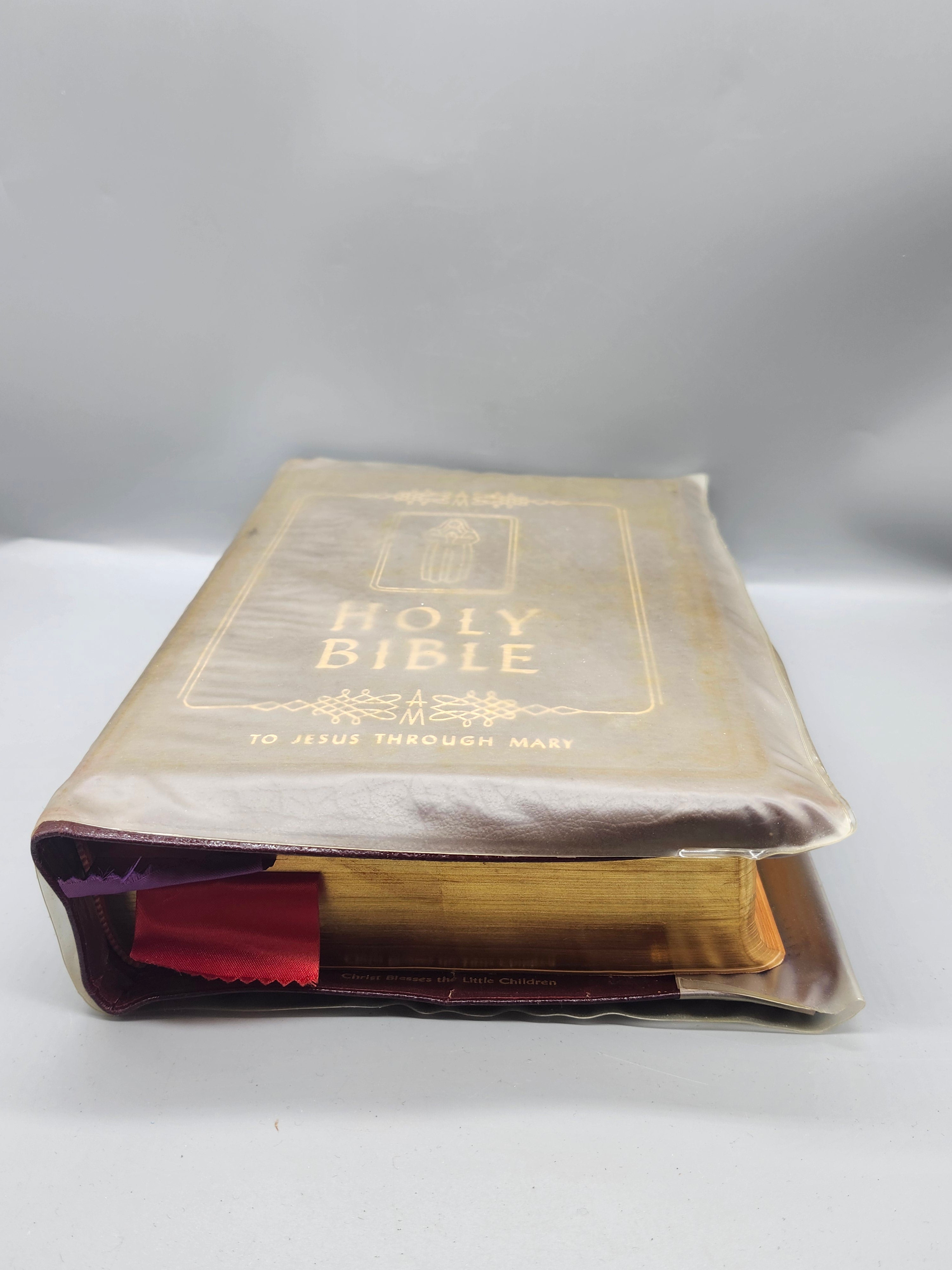 Vintage Family Rosary Catholic Bible Marian Year Edition Leatherette Illustrated