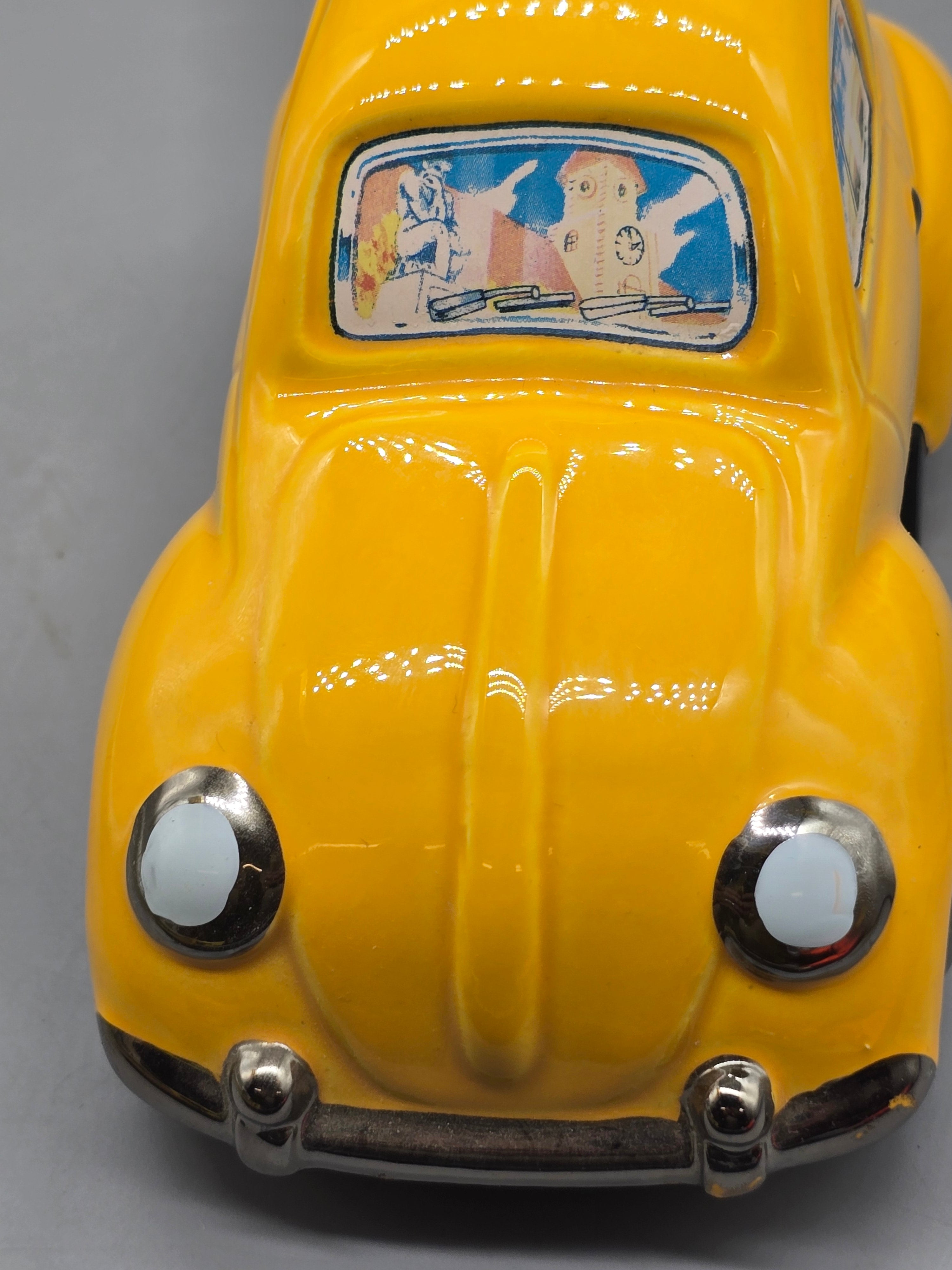 Enesco "Yellow Submarine" Musical Volkswagen Beetle Ceramic Music Box 1988 Japan