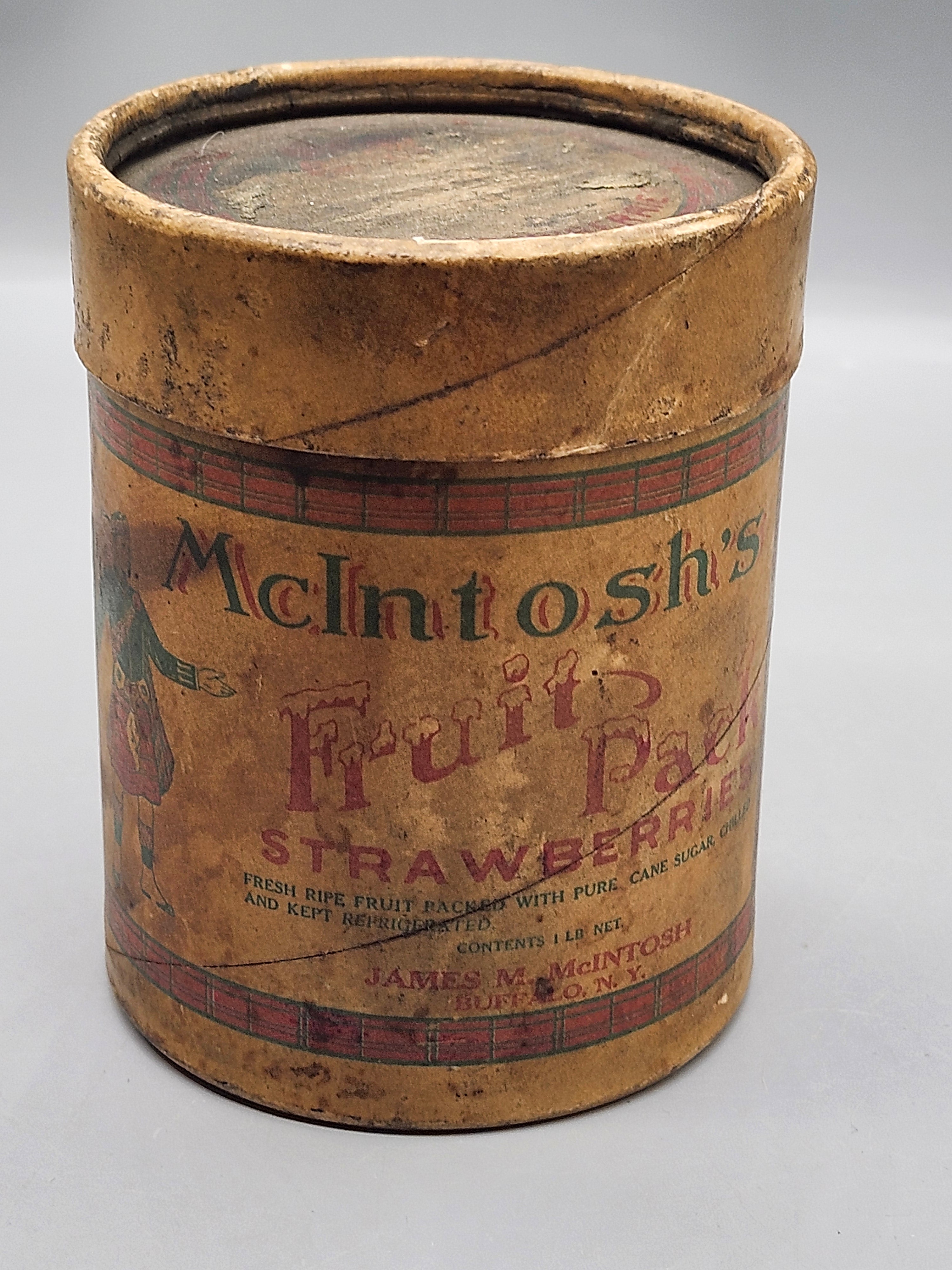 Antique McIntosh's Fruit Pack Strawberry 1 Lb Pantry Box Buffalo NY