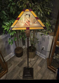 Rare 64” Betty Boop Stained Glass Floor Lamp 4 Scene Panels HTF