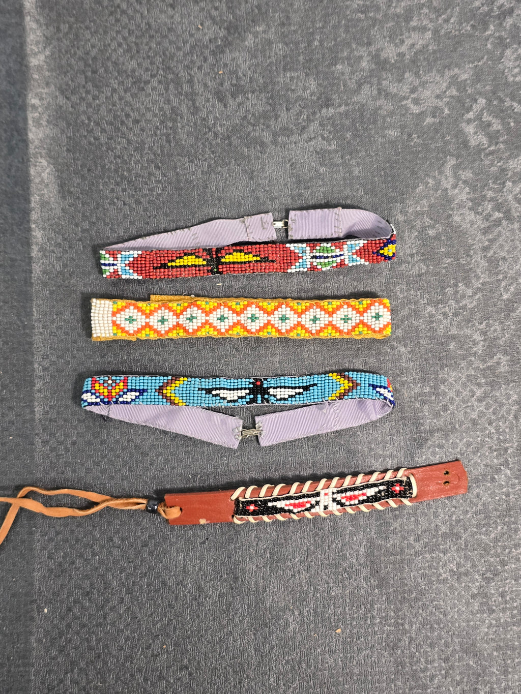 Lot of 4 Vintage Native American Style Beaded Bracelets & Wristbands Handmade