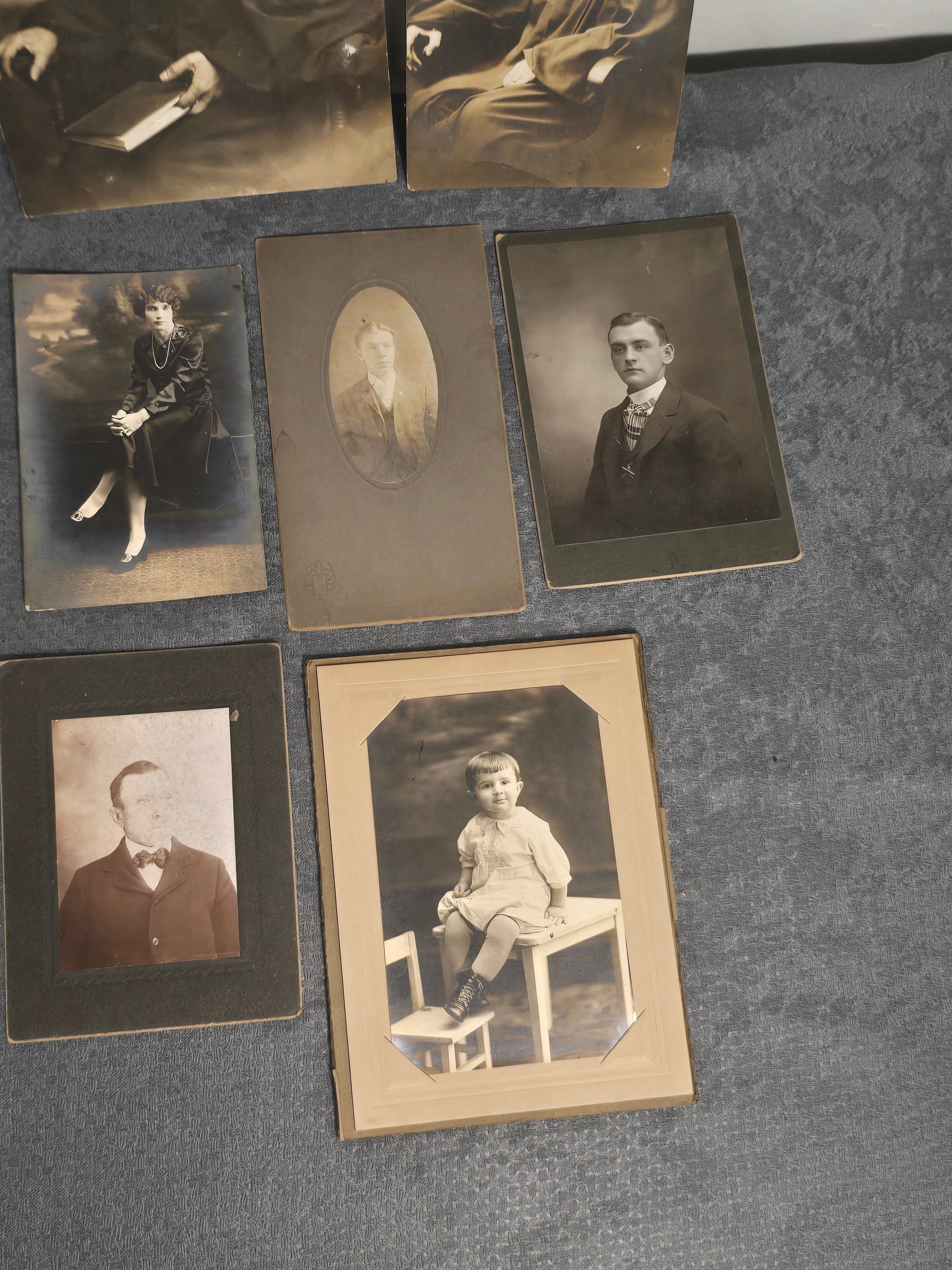 Lot of 7 Antique Cabinet Cards & Vintage Portrait Photographs Buffalo Foto Factory Buffalo NY Family Collection