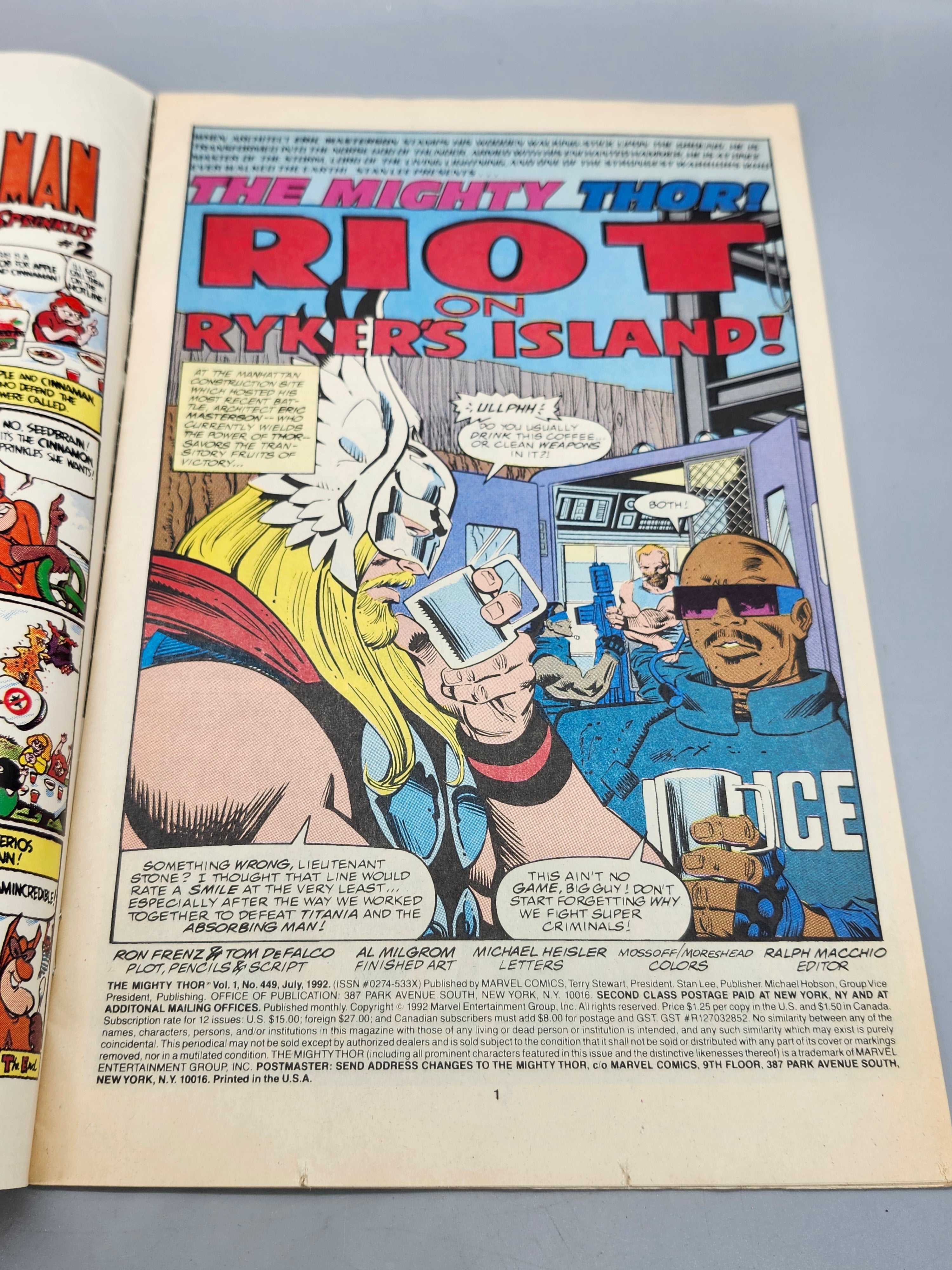 The Mighty Thor #449 Marvel Comics July 1992 – Odin Awakens