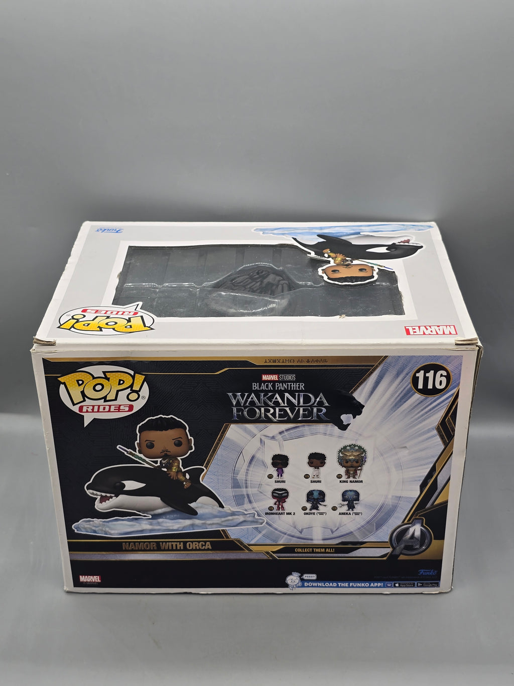 Funko Pop! Rides Marvel Black Panther Wakanda Forever Namor with Orca #116 Vinyl Figure
