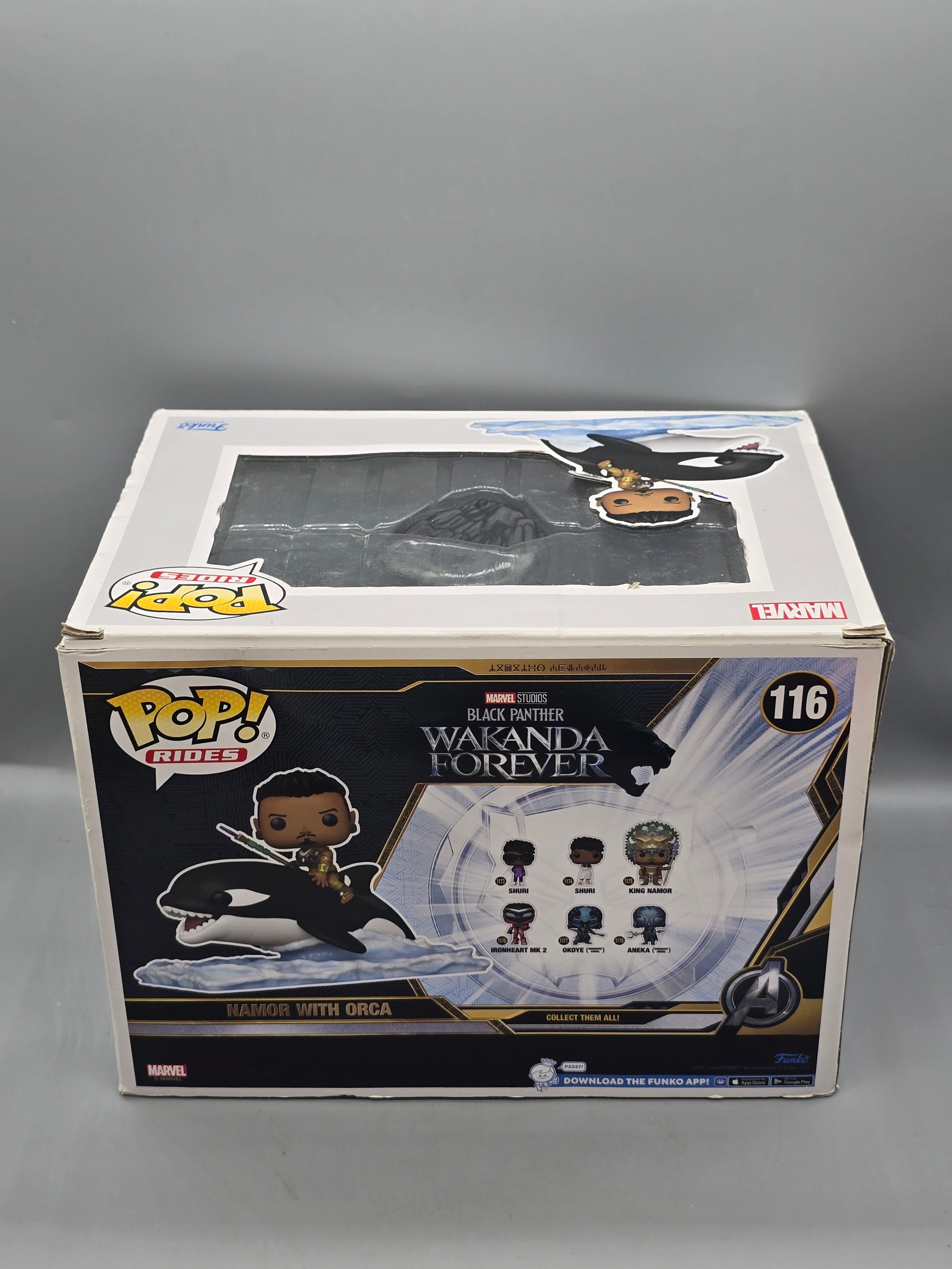 Funko Pop! Rides Marvel Black Panther Wakanda Forever Namor with Orca #116 Vinyl Figure