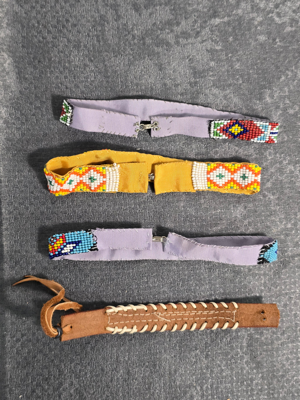 Lot of 4 Vintage Native American Style Beaded Bracelets & Wristbands Handmade
