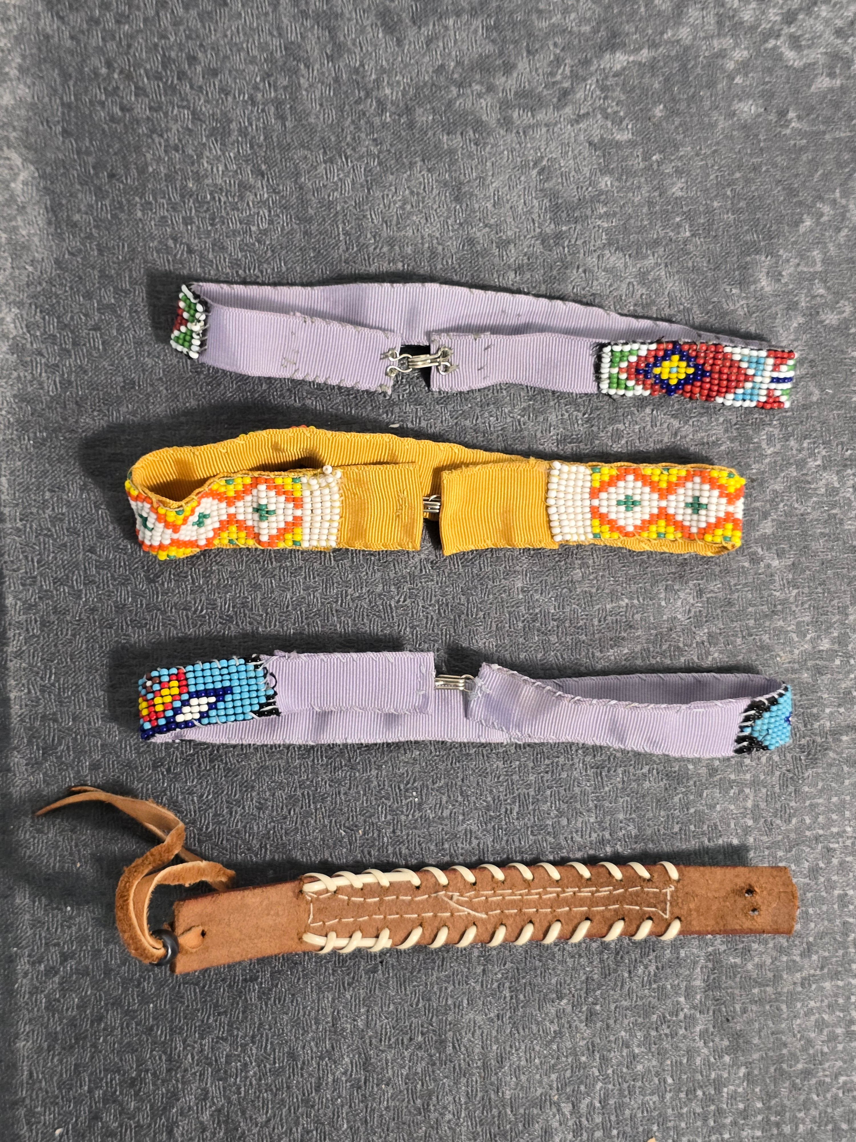 Lot of 4 Vintage Native American Style Beaded Bracelets & Wristbands Handmade