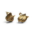 Vintage Giovanni Gold Tone Leaf Clip-On Earrings Brushed Satin Finish Signed