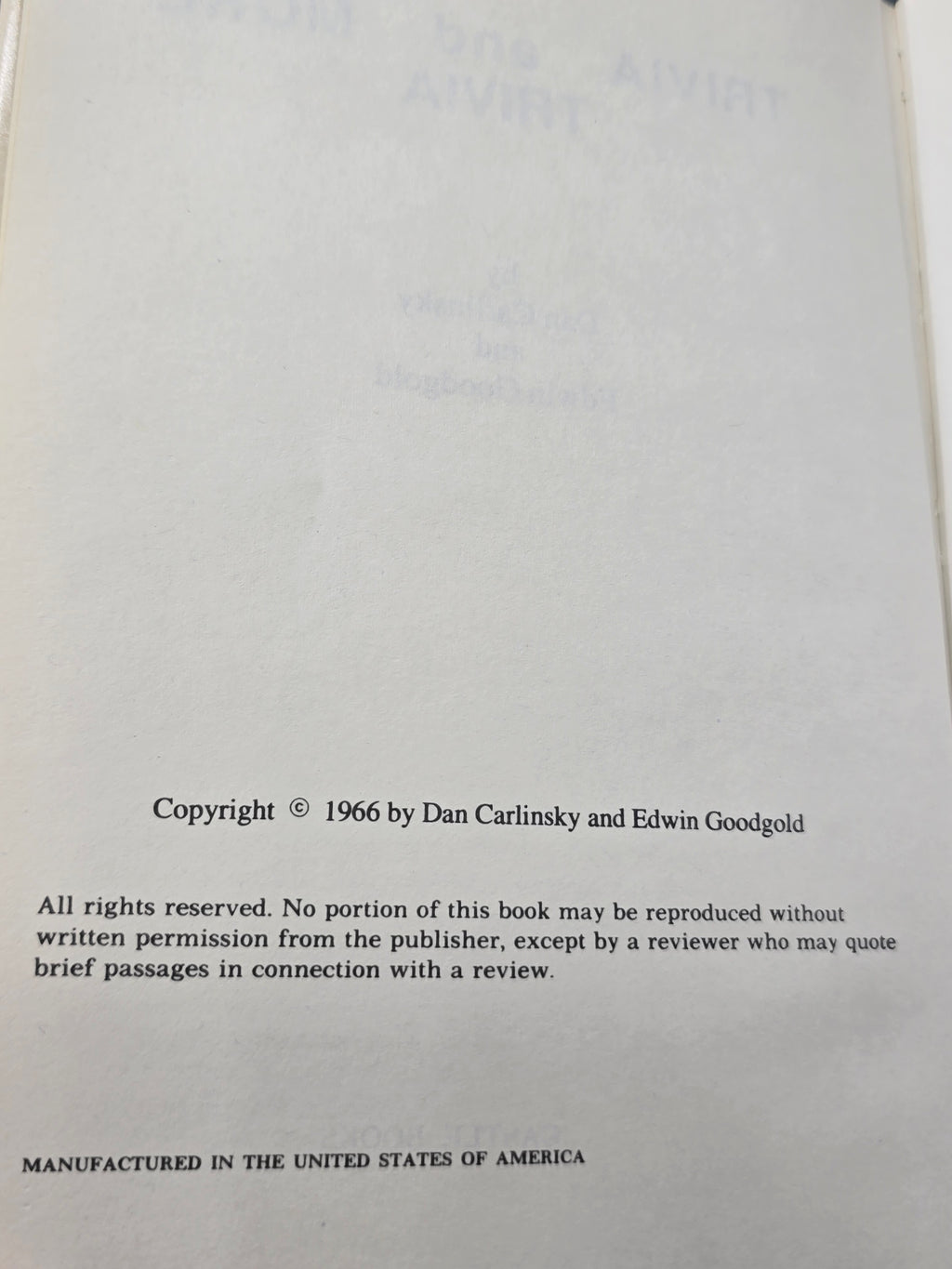 1966 Trivia & More Trivia by Carlinsky & Goodgold Vintage Nostalgia Book