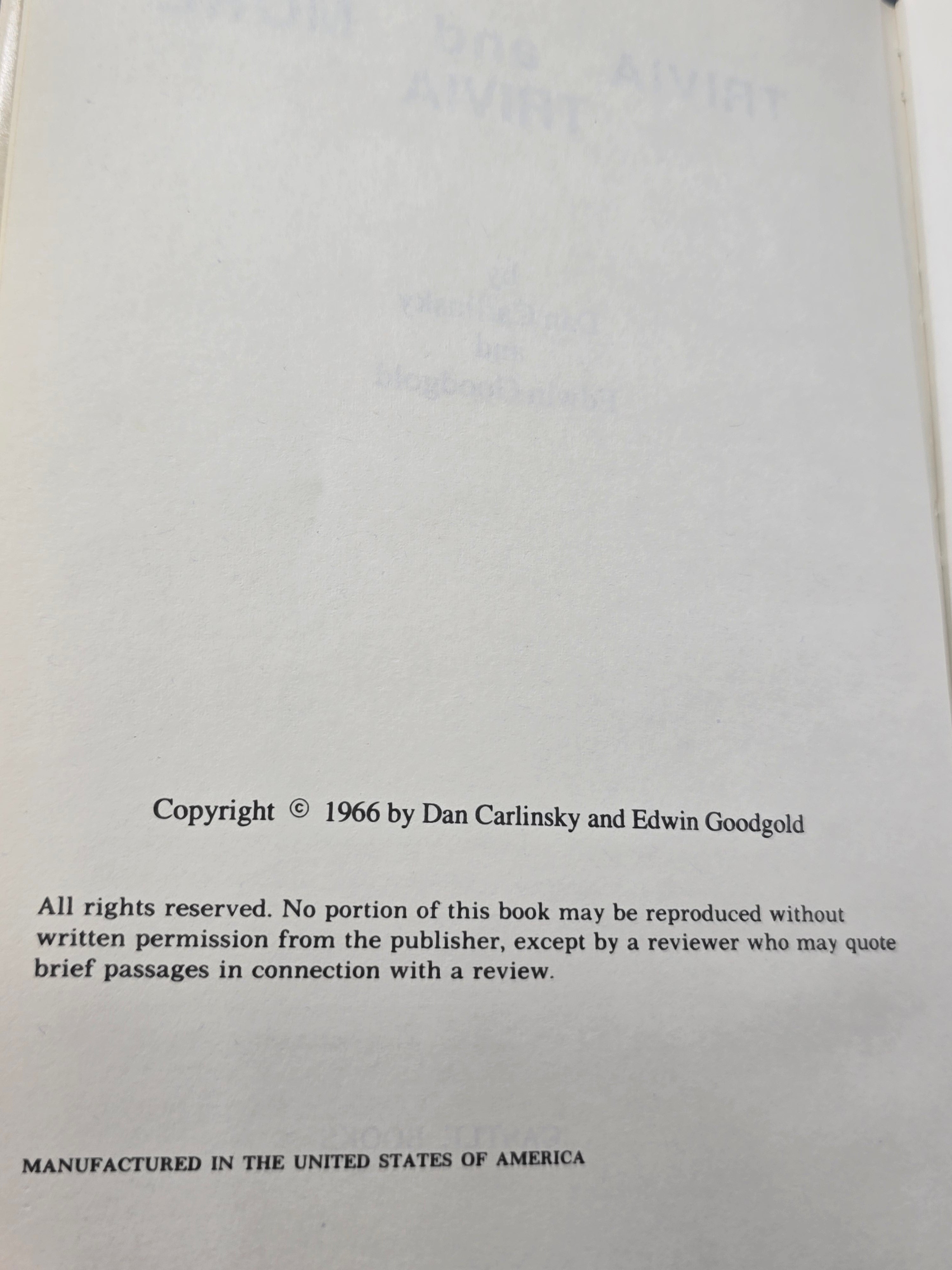 1966 Trivia & More Trivia by Carlinsky & Goodgold Vintage Nostalgia Book