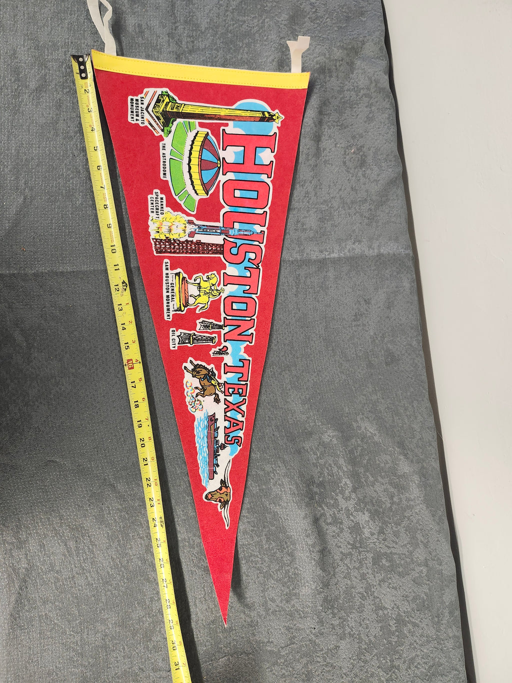 Vintage 1980 Houston Texas Felt Pennant 29” Astrodome NASA Space Center