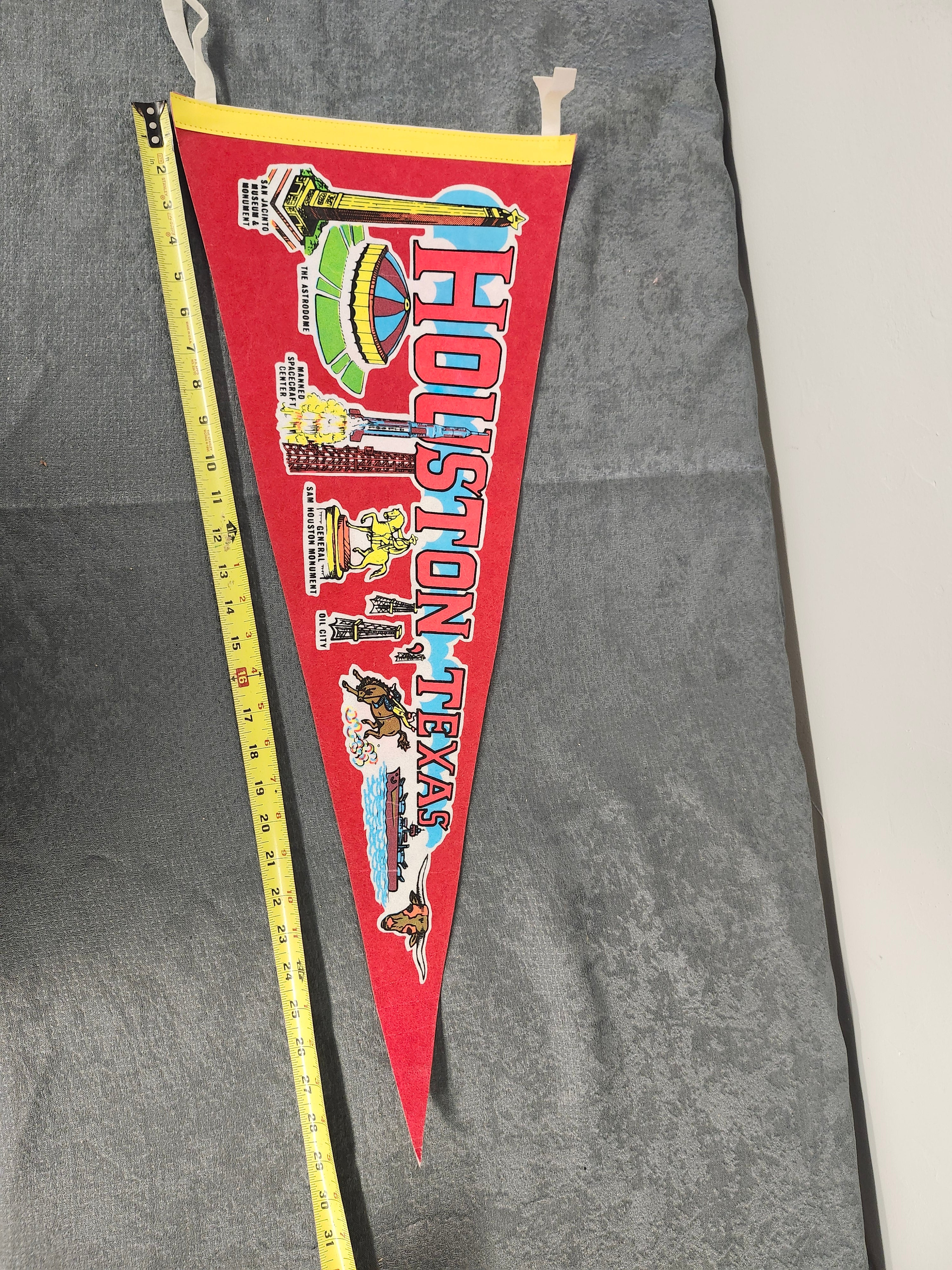 Vintage 1980 Houston Texas Felt Pennant 29” Astrodome NASA Space Center