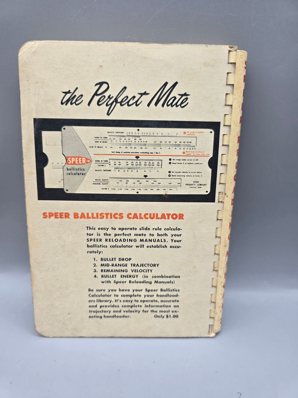 Vintage 1959 Speer Reloading Manual No. 3 Rifle & Pistol Cartridges