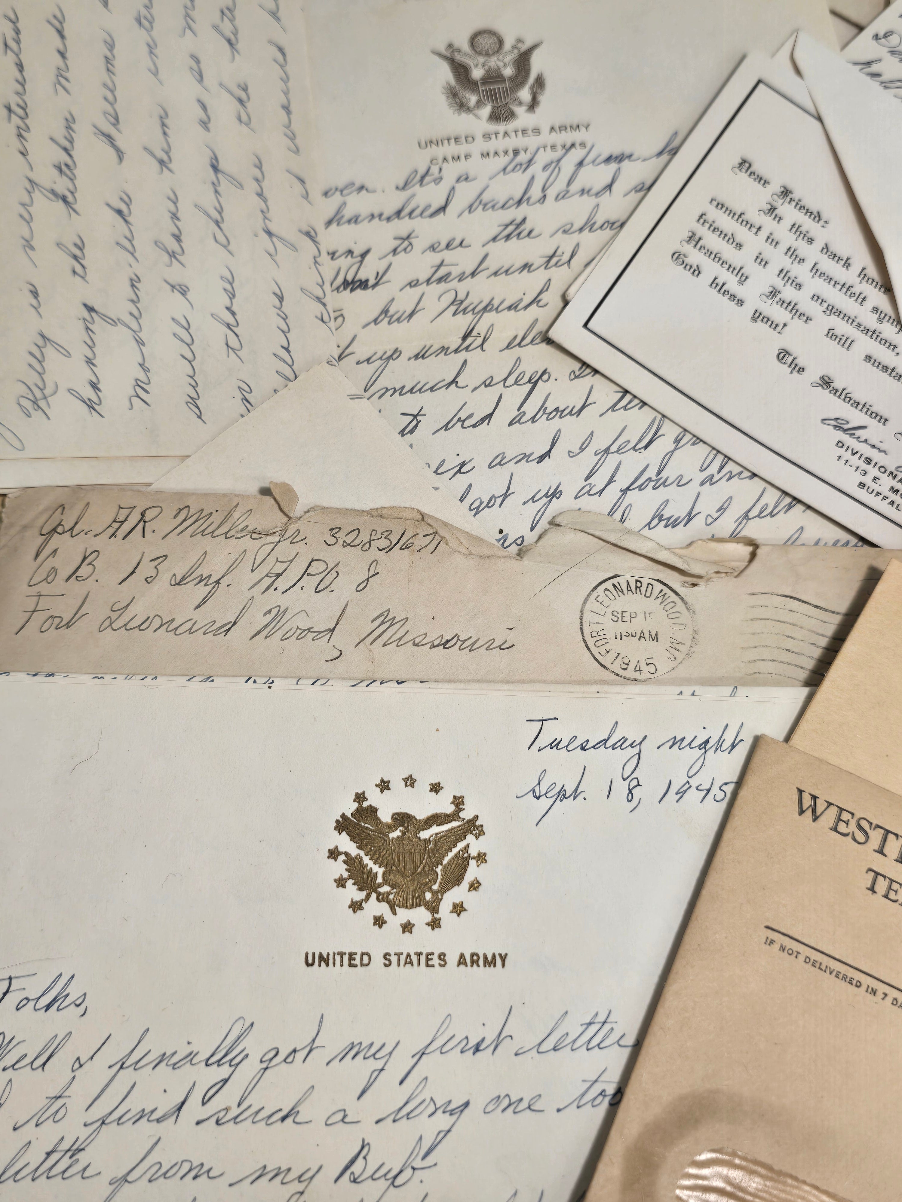 Lot of 120+ Original WWII US Army Letters, V-Mail, Envelopes, Telegrams & Military Ephemera 1944-1945