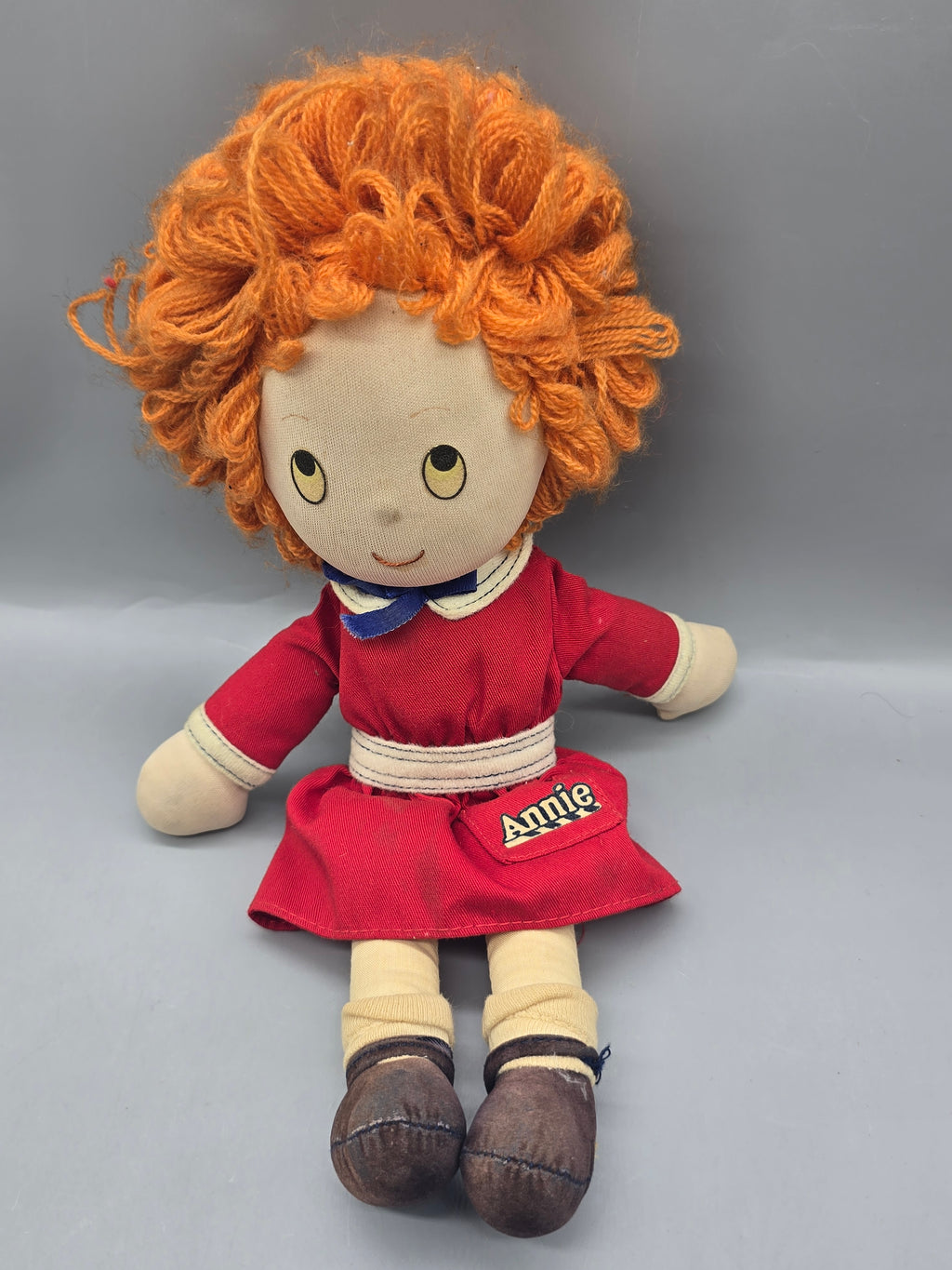 Vintage 1982 Applause Annie Rag Doll 12" Red Dress Yarn Hair Soft Cloth Plush