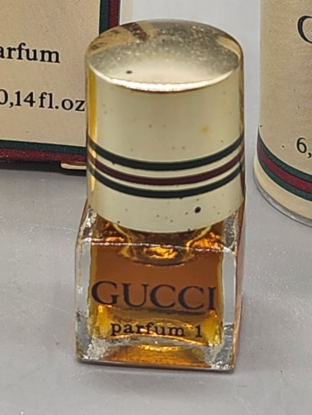 Vintage Gucci No. 1 & No. 3 Mini Perfume Lot Parfum Dusting Powder w/ Box