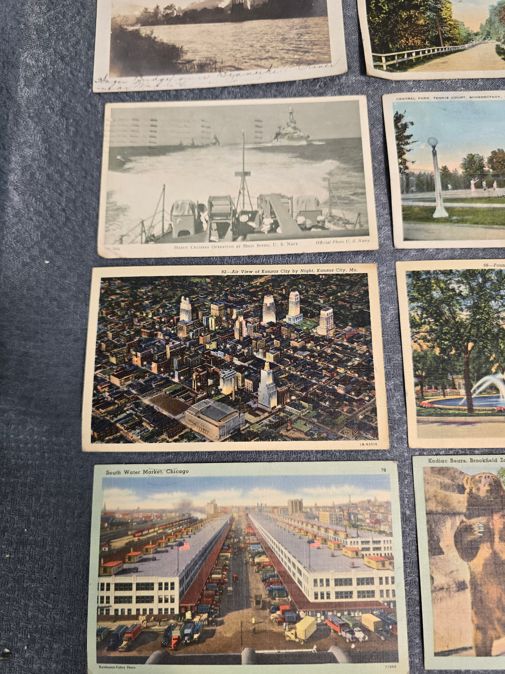 Lot of 8 Vintage Linen & Chrome Postcards WWII Navy, Scenic Views, Cities & Landmarks