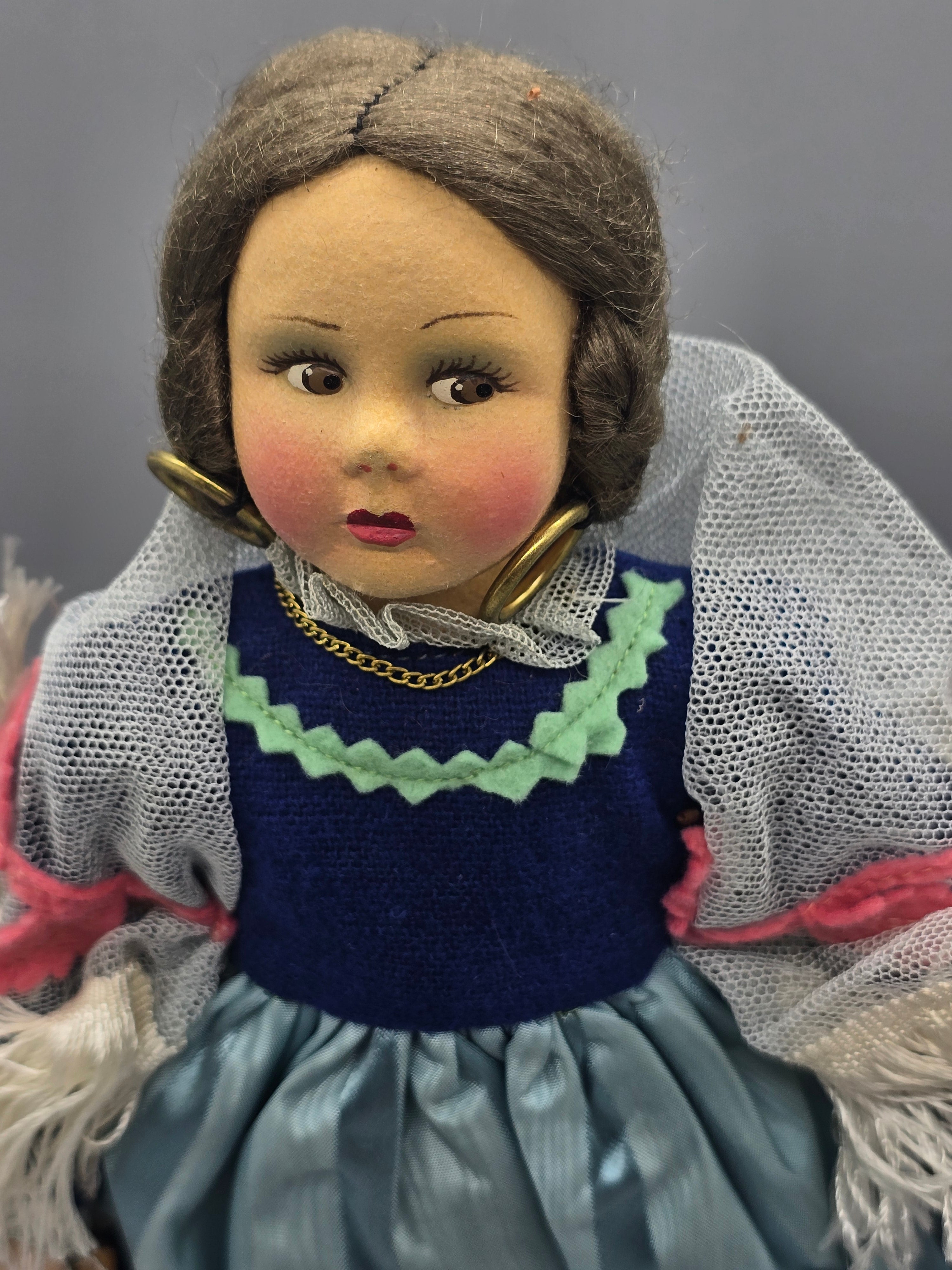 Vintage Magis Roma Puglia Italian Souvenir Doll 10" Folk Costume w/ Basket & Original Tags