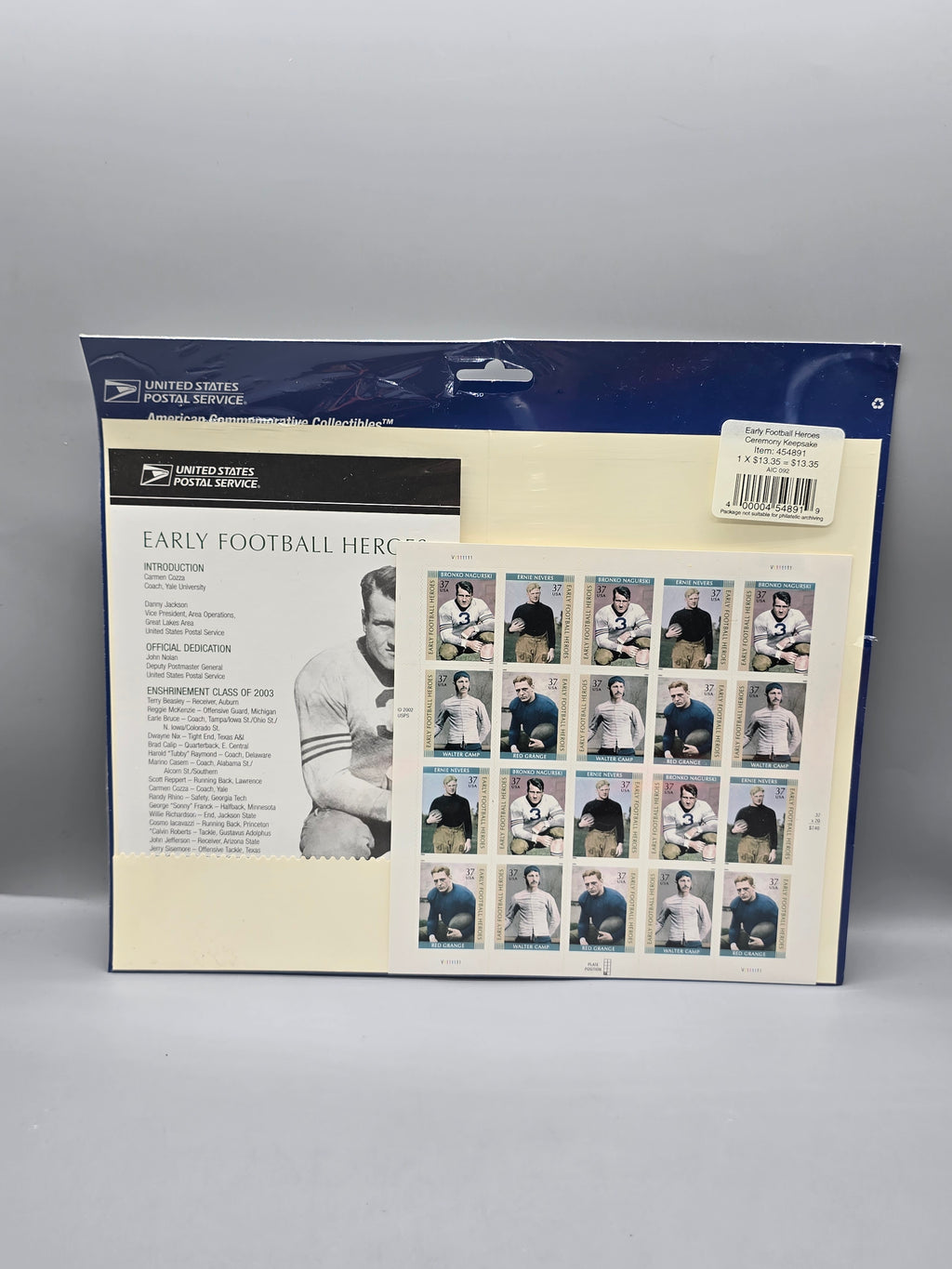 2003 USPS Early Football Heroes 37¢ Commemorative Stamp Ceremony Keepsake Folder Sealed