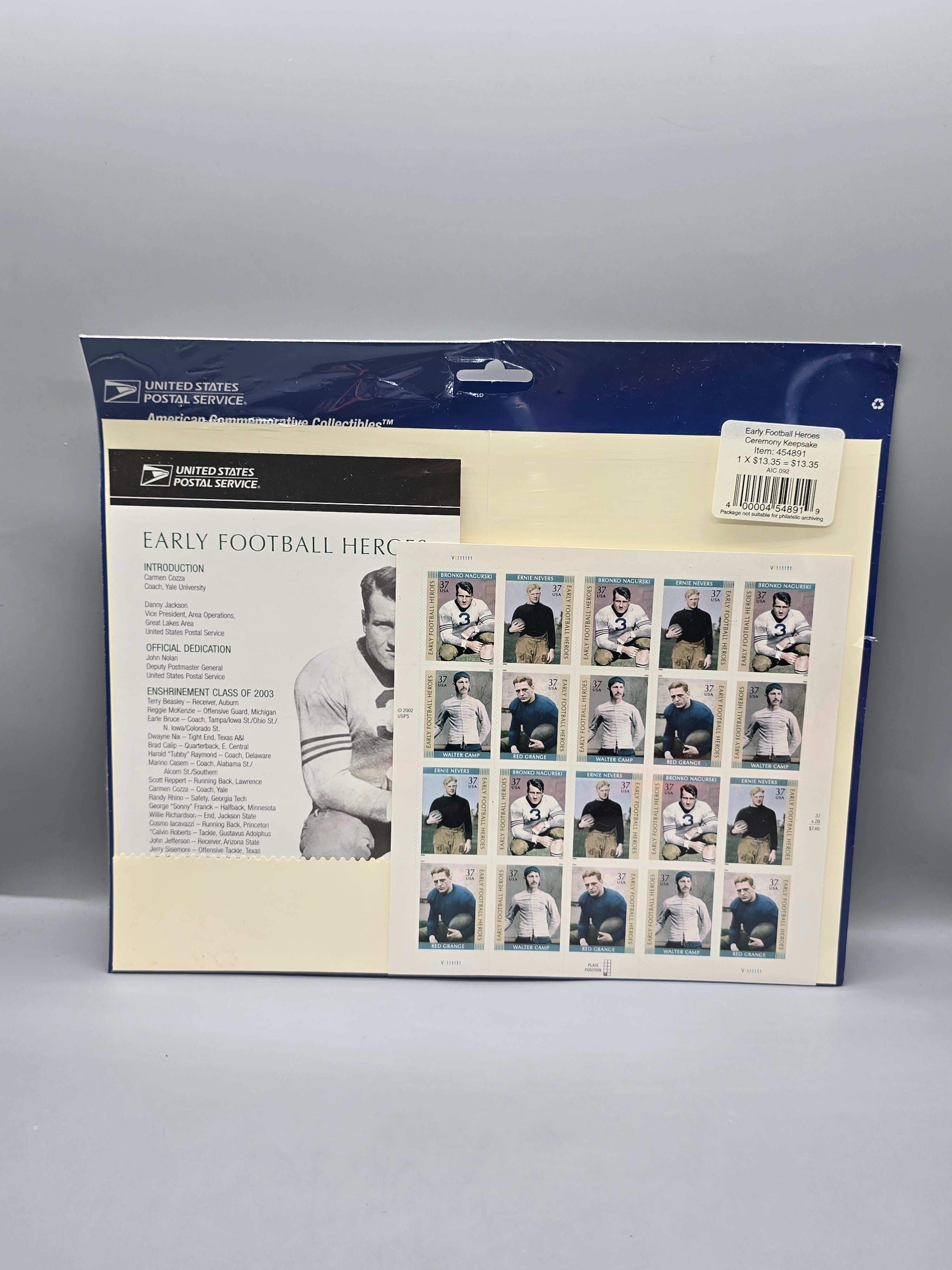 2003 USPS Early Football Heroes 37¢ Commemorative Stamp Ceremony Keepsake Folder Sealed
