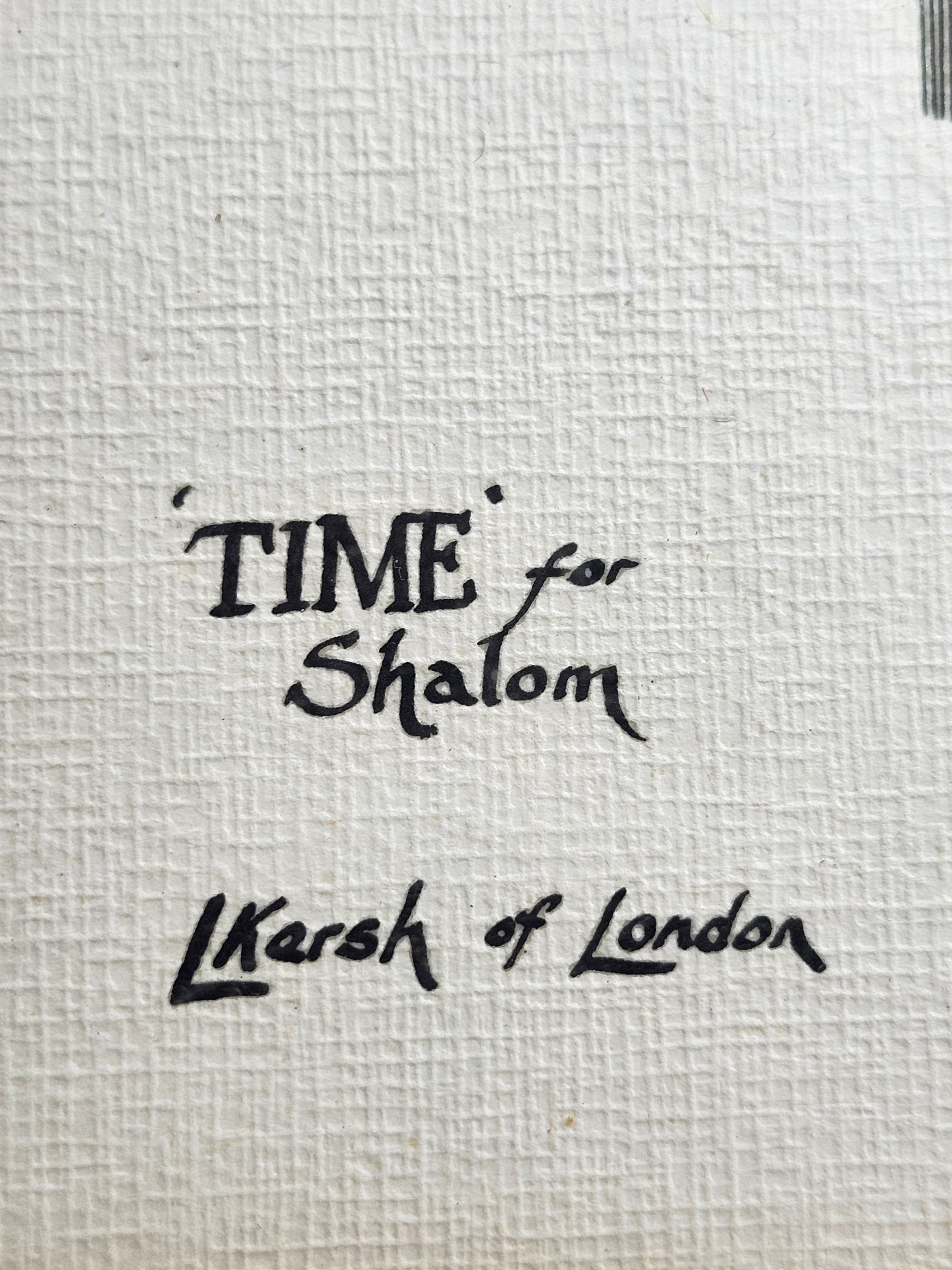 L Kersh of London Time for Shalom Horological Collage Framed 1976