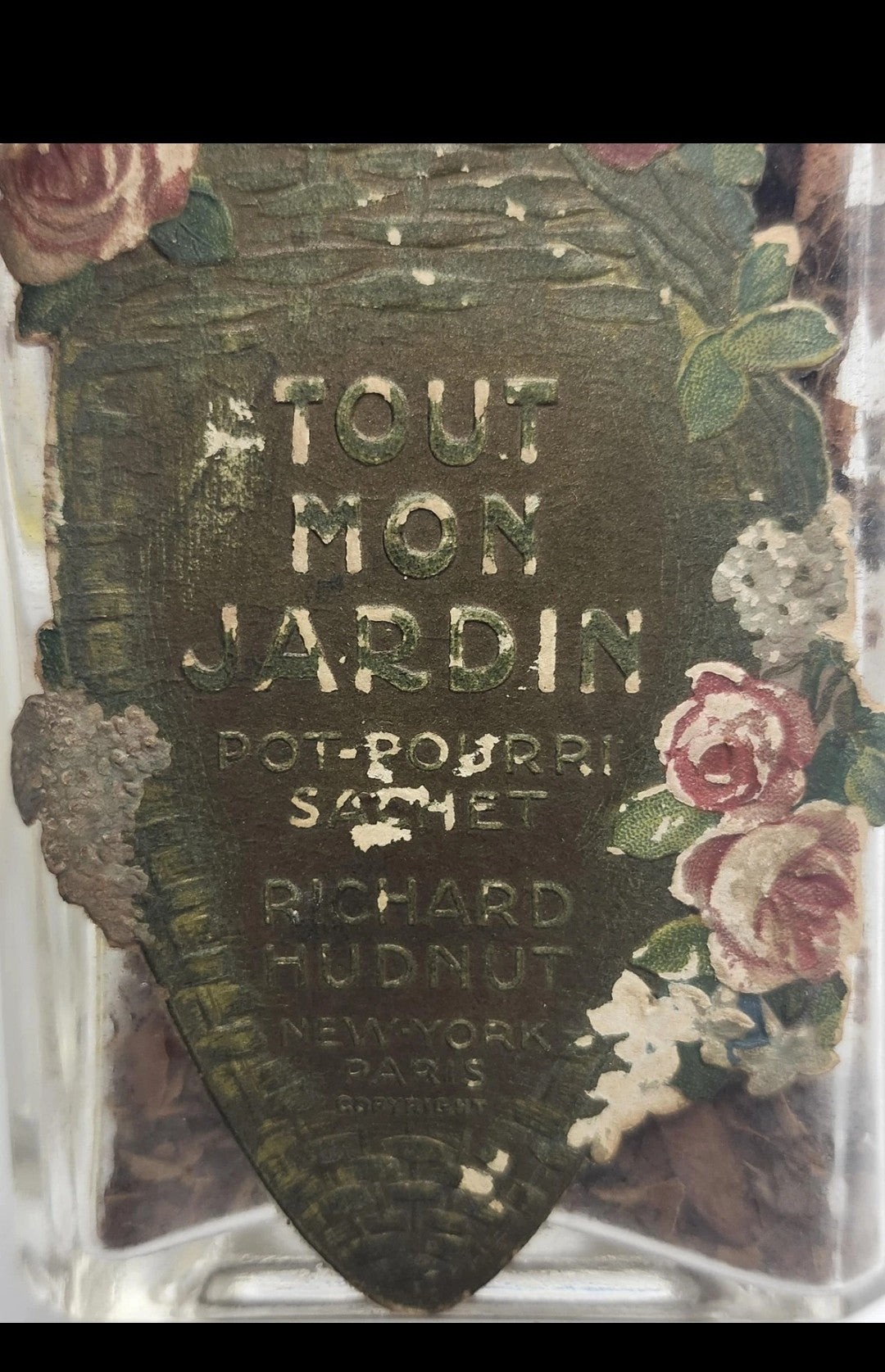 Vintage Richard Hudnut Tout Mon Jardin Potpourri Glass Bottle Vanity Decor