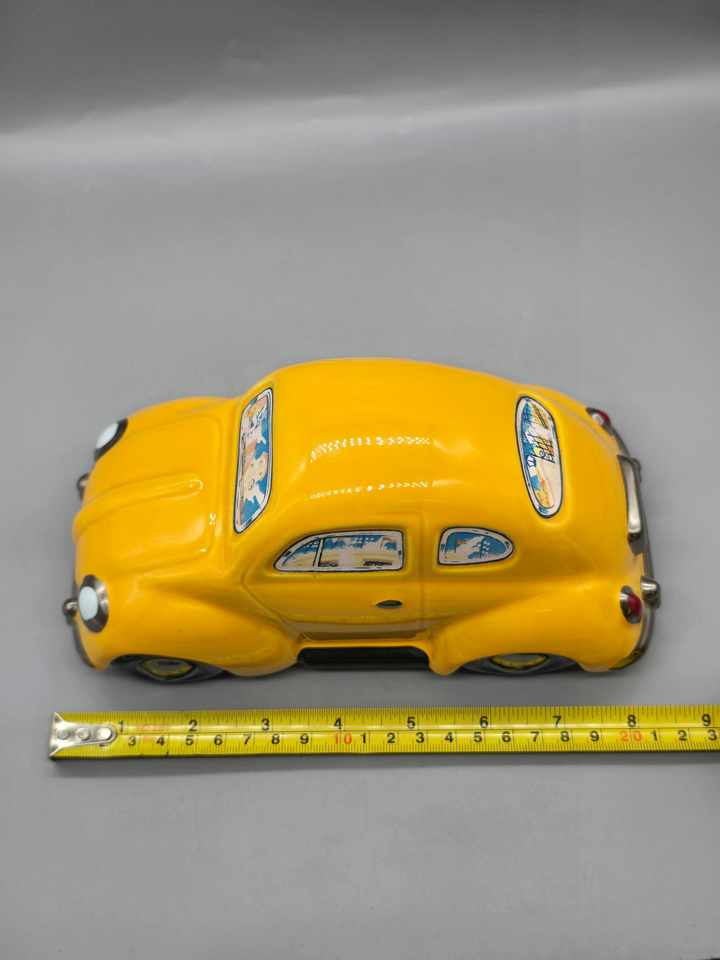 Enesco "Yellow Submarine" Musical Volkswagen Beetle Ceramic Music Box 1988 Japan