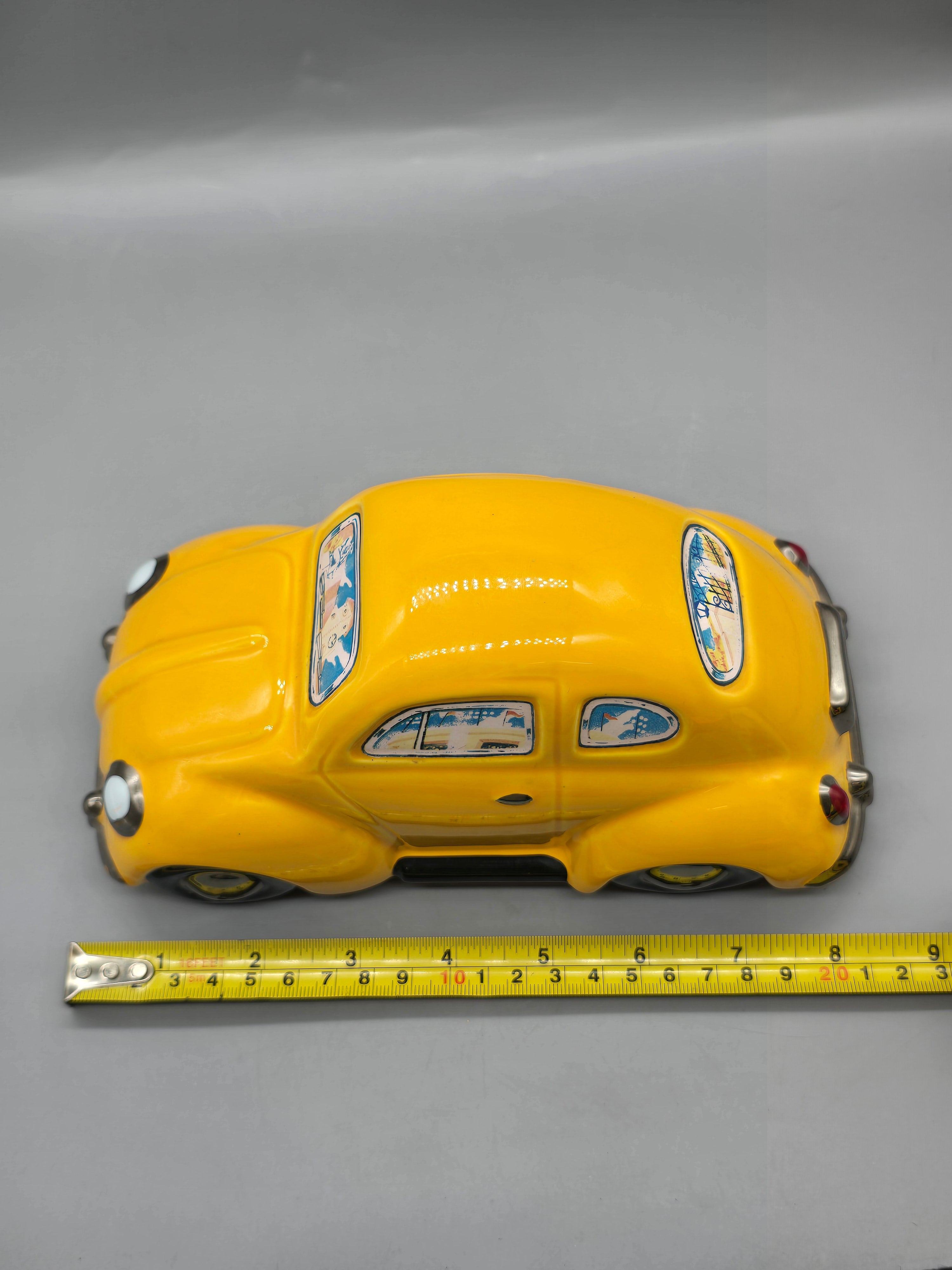 Enesco "Yellow Submarine" Musical Volkswagen Beetle Ceramic Music Box 1988 Japan