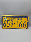 Vintage 1969 Pennsylvania License Plate #659-166 Original Yellow & Blue Embossed Tag