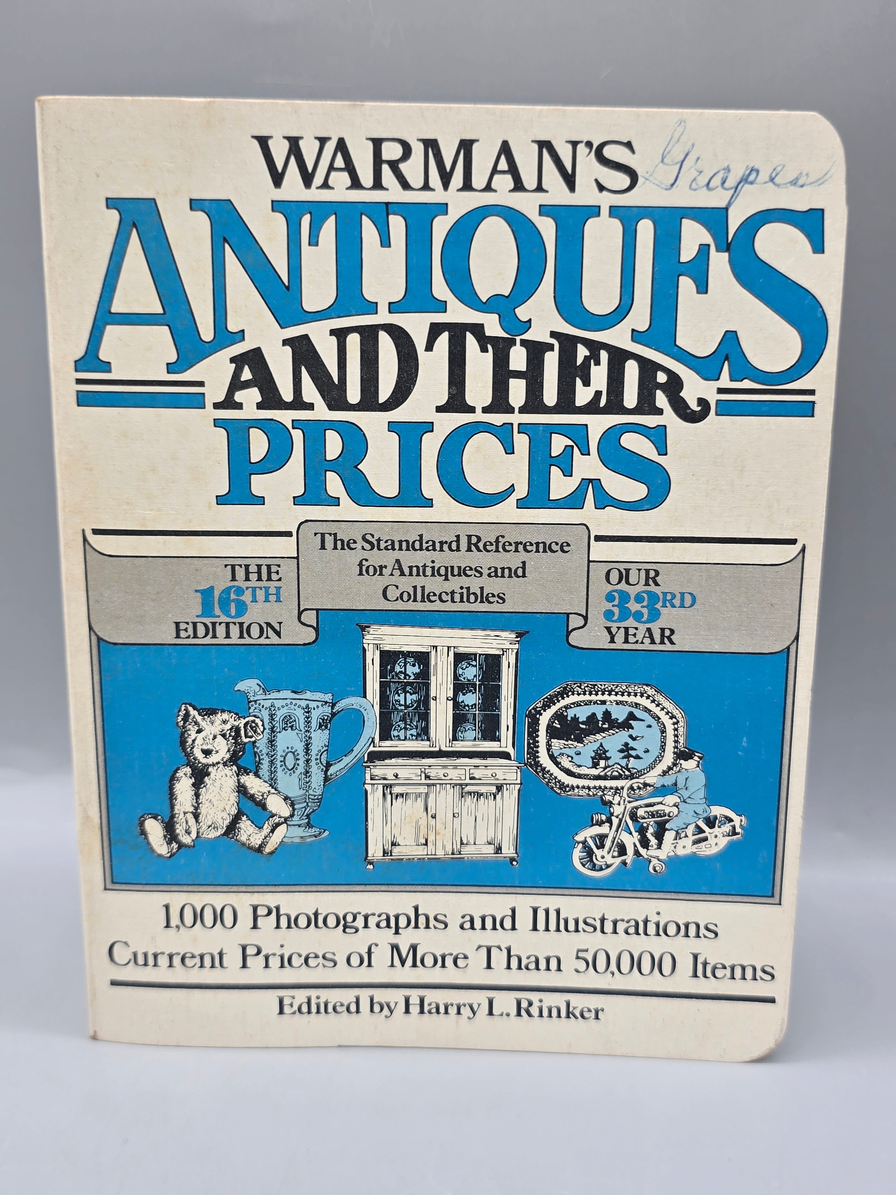 1982 Warman’s Antiques and Their Prices 16th Edition Harry L. Rinker