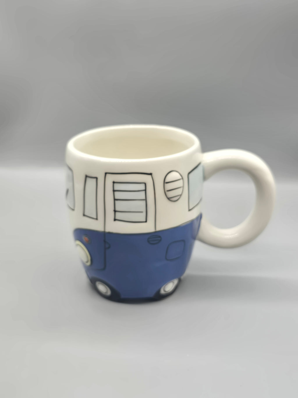 Vintage Volkswagen VW Camper Bus Ceramic Coffee Mug Blue White Peace Hippie Van