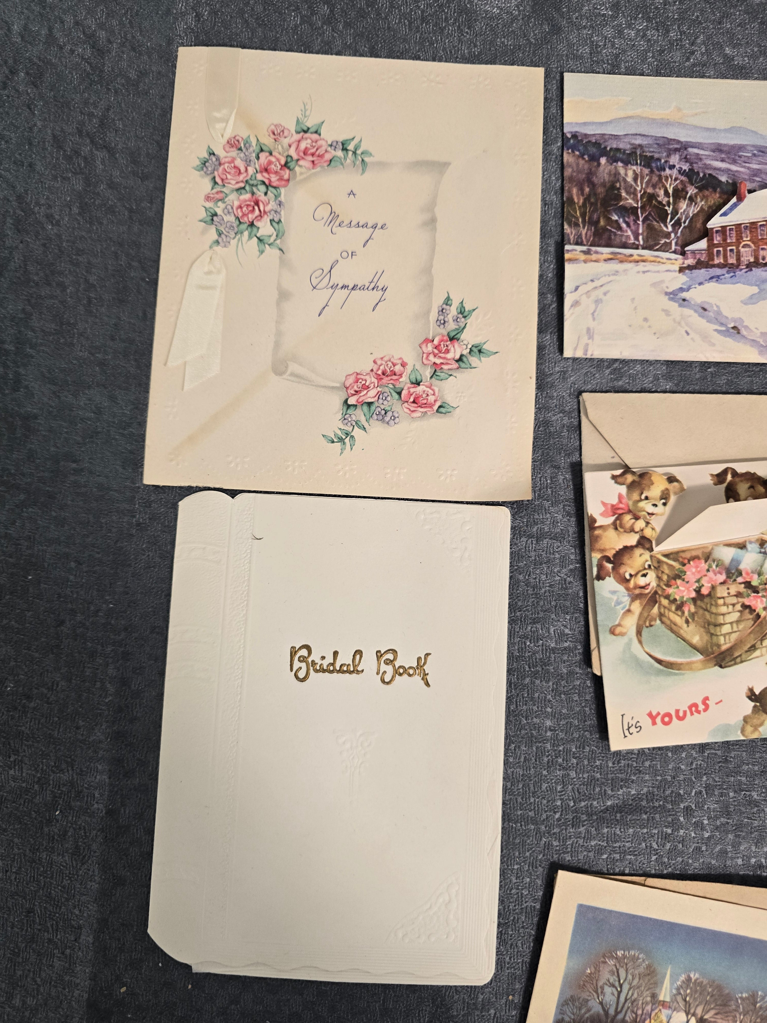 Vintage Handwritten Greeting Card Lot – 1940s–1960s Sympathy, Christmas, Bridal & Holiday Cards with Envelopes